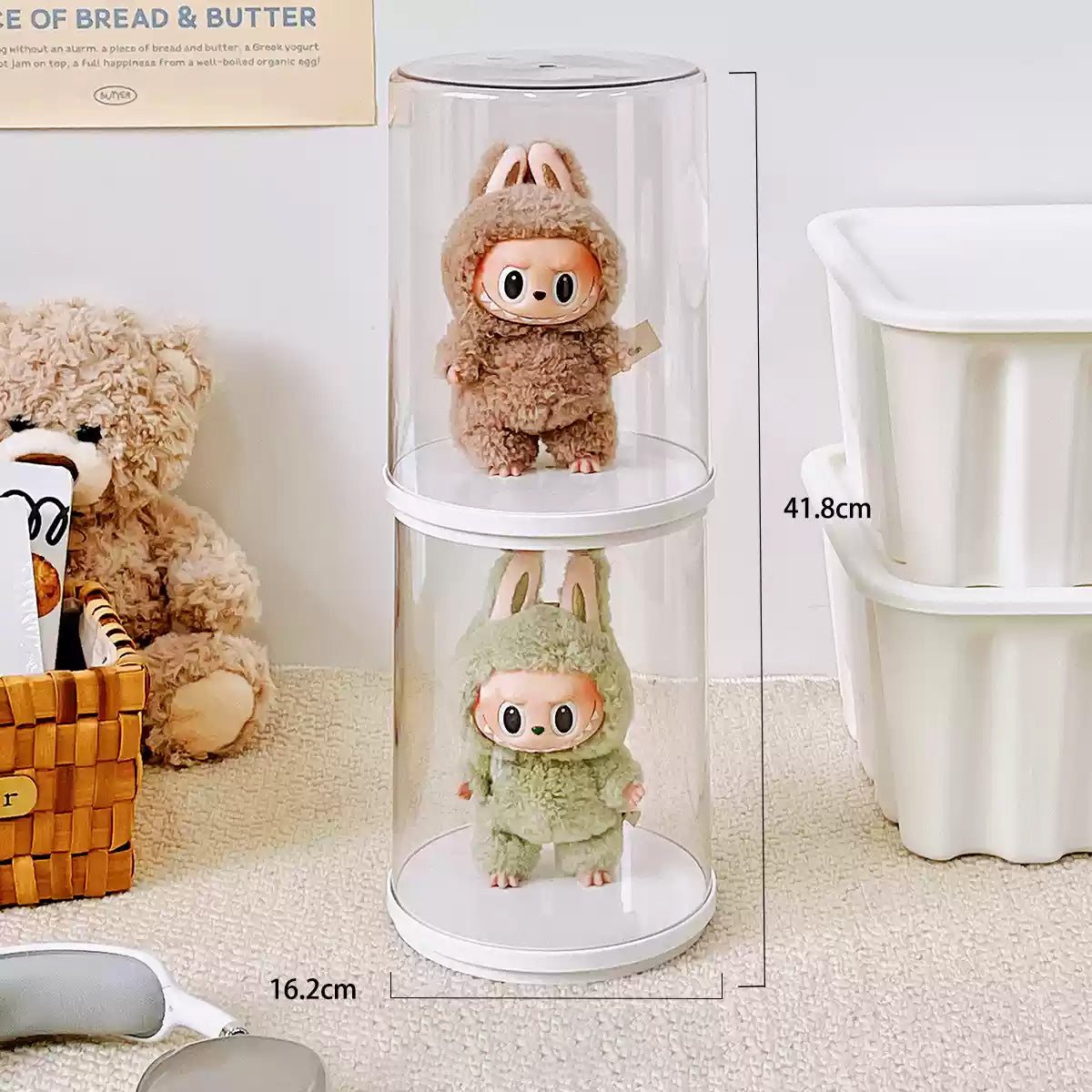 Rotating Blind Box Display Case for Labubu Plush Dolls &popmart