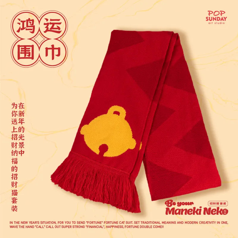 POPSUNDAY Lucky Cat Gift Set – Plush Scarf, Gloves & Pillow POP SUNDAY