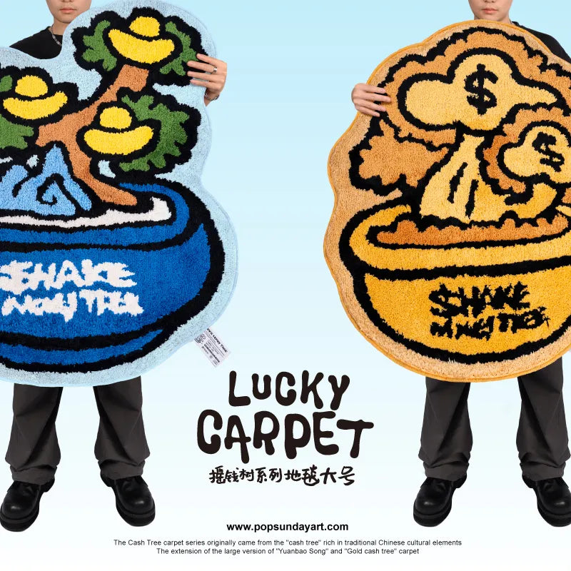 POP SUNDAY Money Tree Rug – Golden Money Tree / Yuanbao Pine Feng Shui Carpet POP SUNDAY