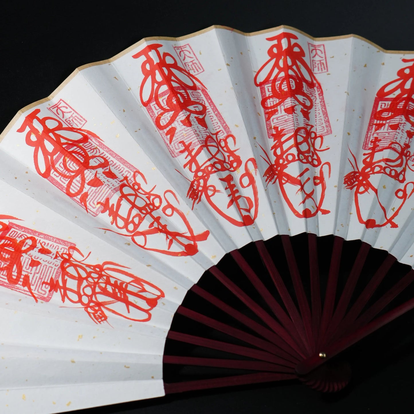 Hand-Painted Folding Fan – Five Gods of Wealth | Qianyuan Pavilion Blessed Artisan Fan Aoao Toys