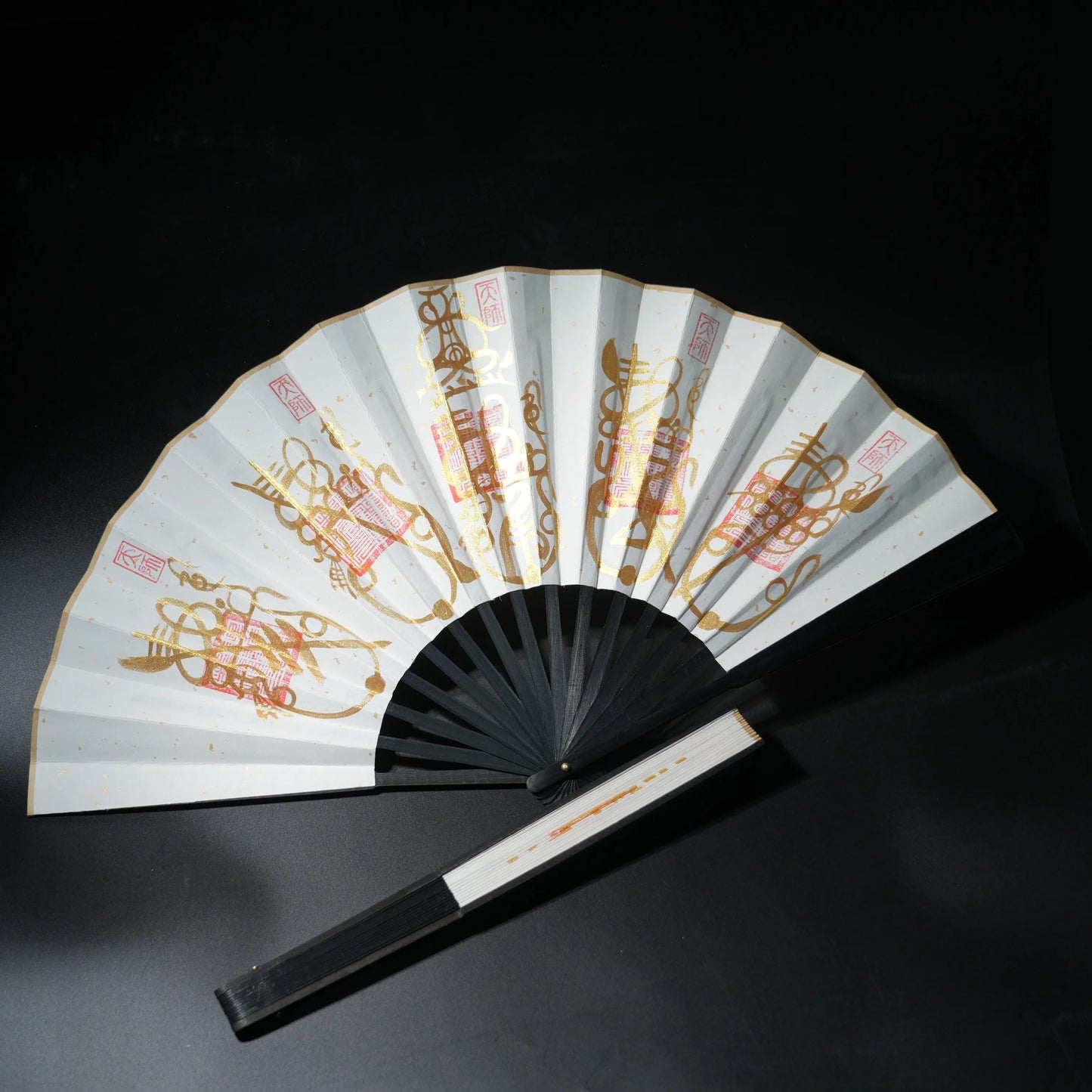 Hand-Painted Folding Fan – Five Gods of Wealth | Qianyuan Pavilion Blessed Artisan Fan Aoao Toys