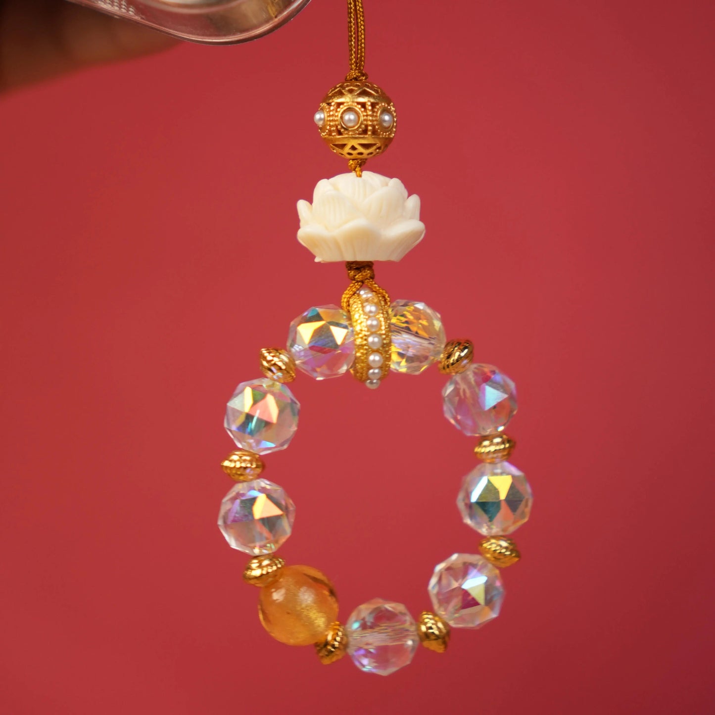 Golden Lotus Bead Charm – Qianyuan Heritage Prosperity Feng Shui Phone & Bag Accessory Aoao Toys