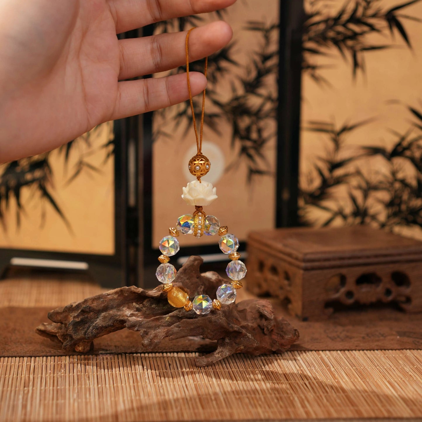 Golden Lotus Bead Charm – Qianyuan Heritage Prosperity Feng Shui Phone & Bag Accessory Aoao Toys