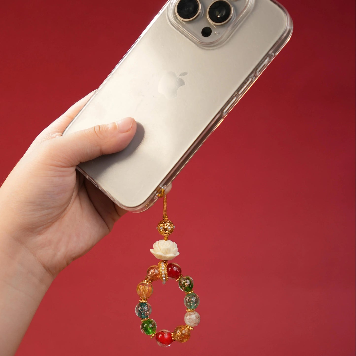 Red & Green Lotus Bead Charm – Qianyuan Heritage Neo-Classical Feng Shui Hanging Ornament Aoao Toys