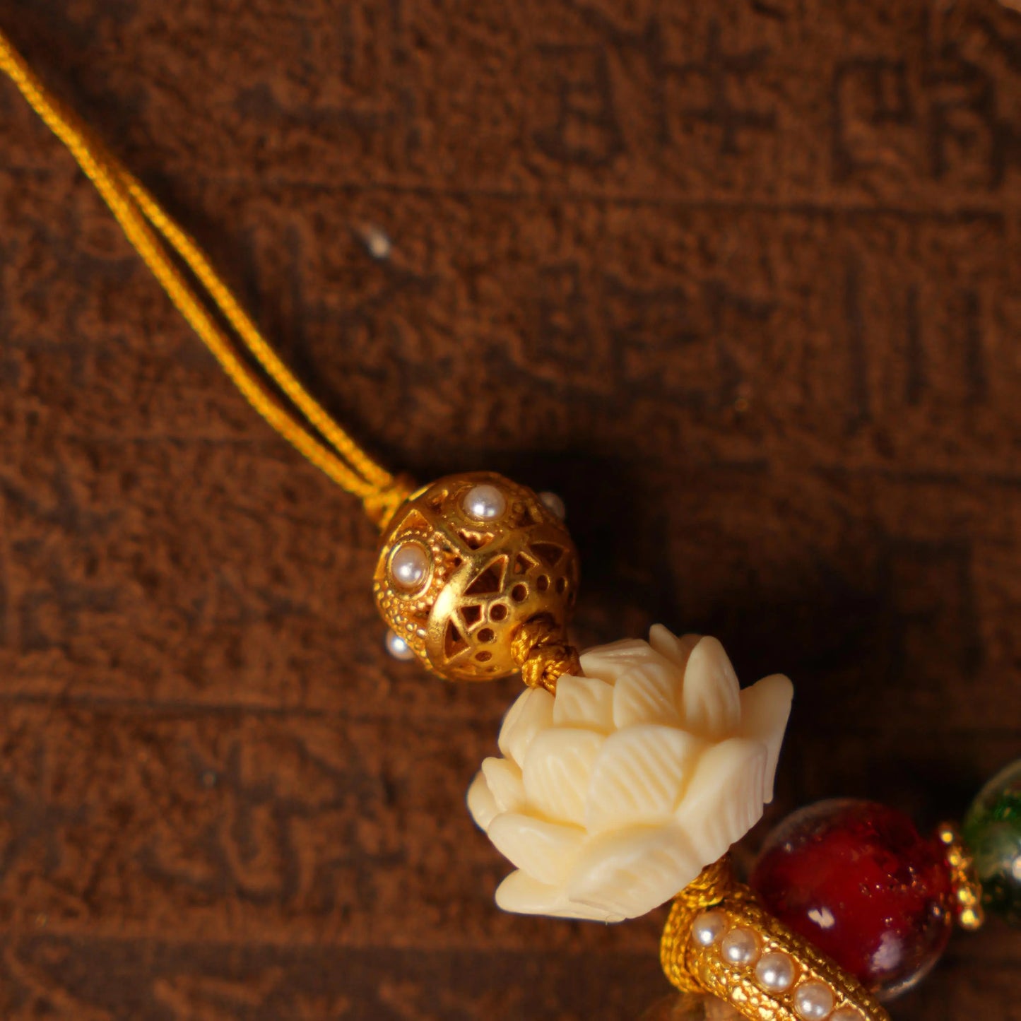 Red & Green Lotus Bead Charm – Qianyuan Heritage Neo-Classical Feng Shui Hanging Ornament Aoao Toys