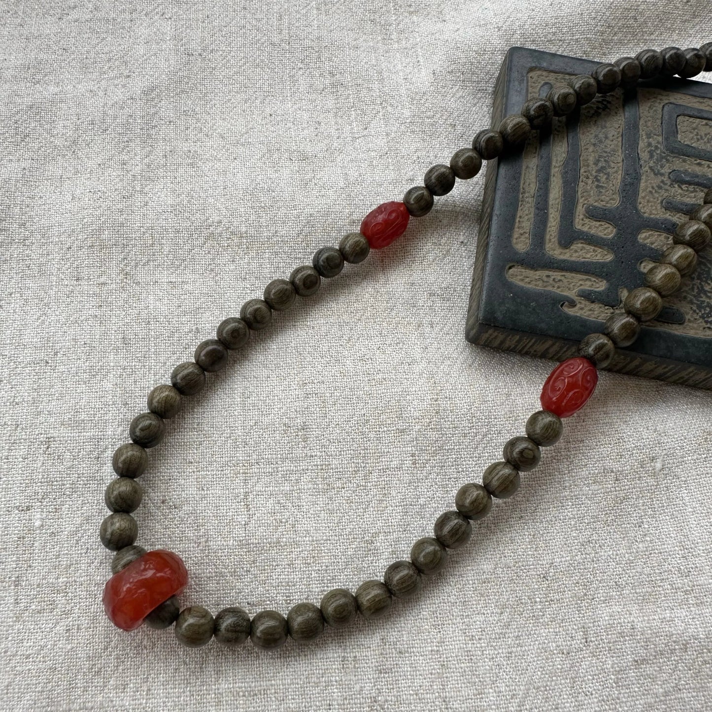 New Chinese Style Guofeng Beaded Zen Ring | Minimalist Jade & Sandalwood Meditation Jewelry Aoao Toys