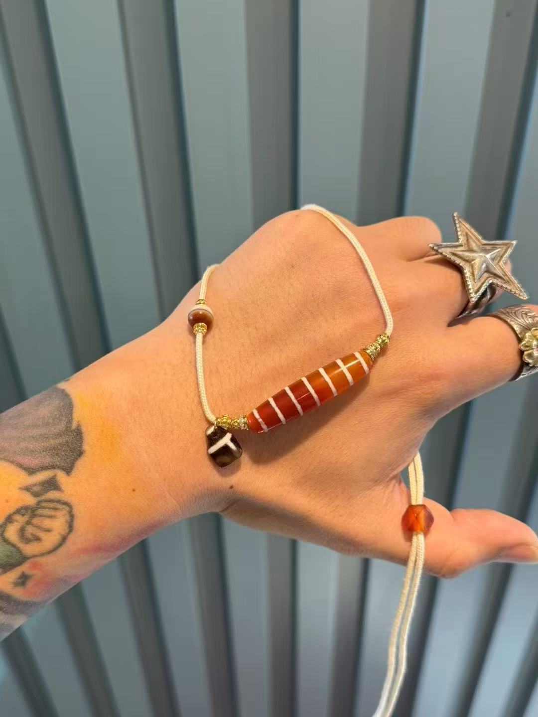 Fire lucky color:Southwest-Asian Agate Necklace with Intricate Beads and Tibetan-Inspired Design Aoao Toys