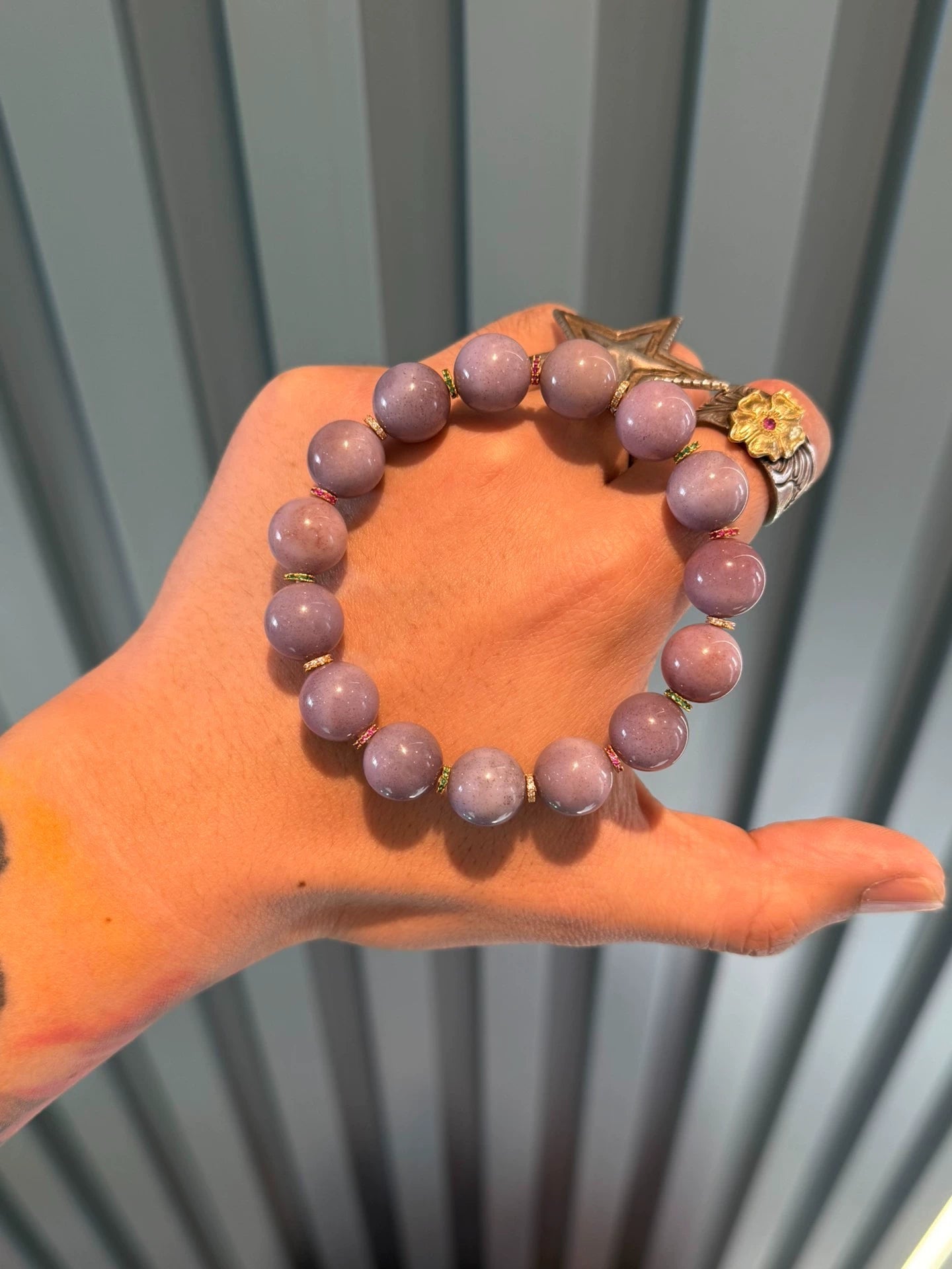 Purple Waxy Agate Handstring • Tibetan Style with Full Cinnabar Aoao Toys