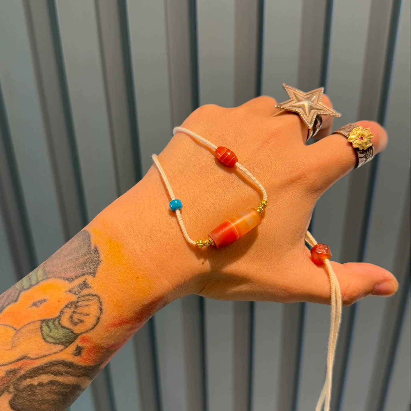 West Asian Ancient Bead Necklace • Salmon Tone Silk-Wrapped Agate Clavicle Chain Aoao Toys