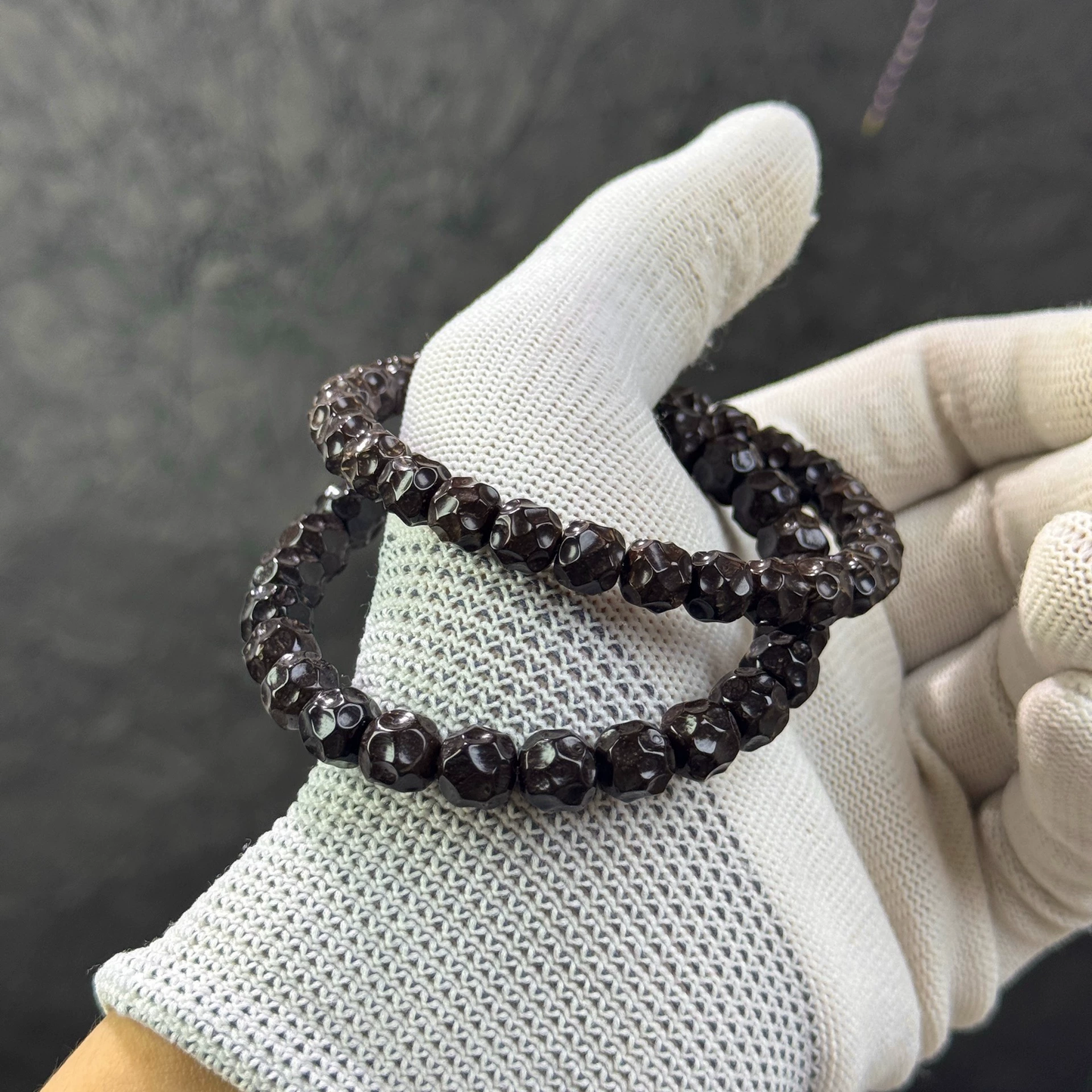 Handcrafted Natural Coconut Palm Wuxiang Bracelet with 9*8mm Random Carved Beads & Gold-plated Accents Aoao Toys