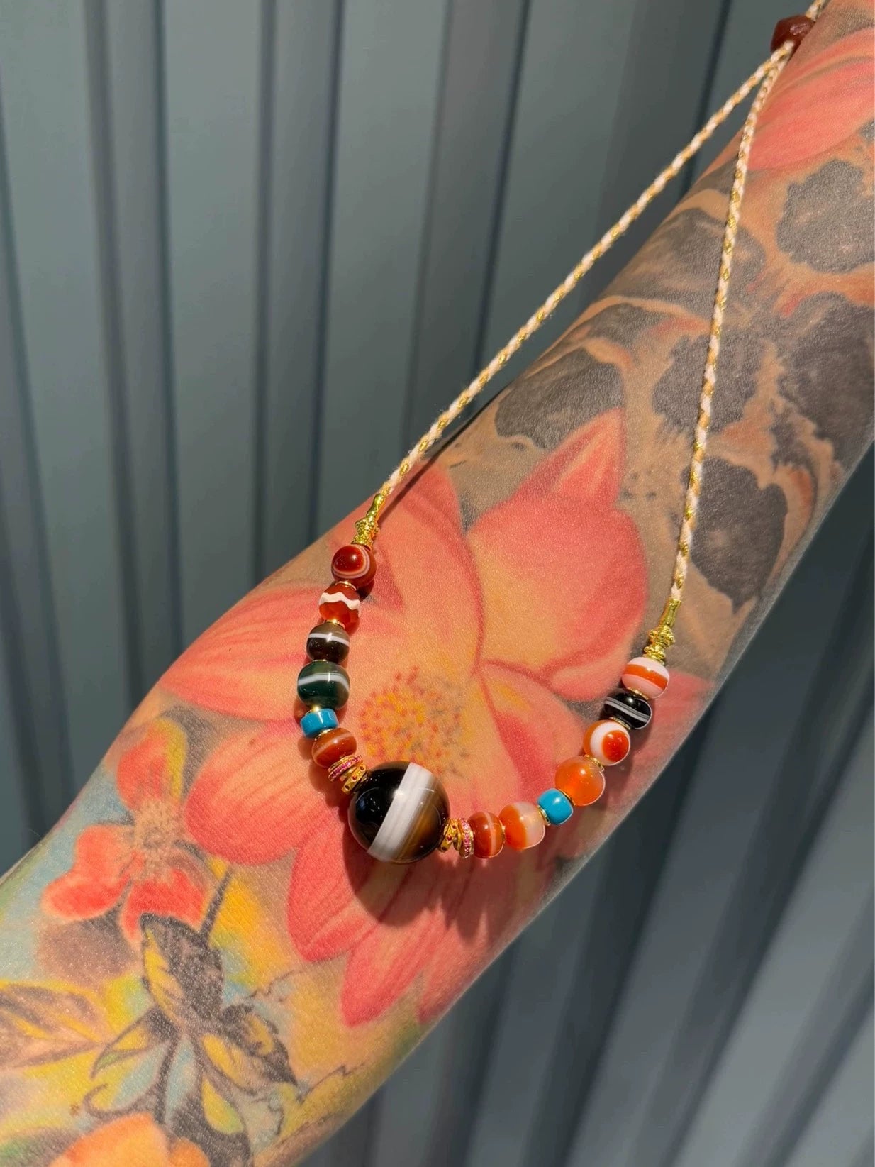 Rare 18mm Wide-Line Medicine Master Agate Necklace • 3-Civilization Fusion Aoao Toys