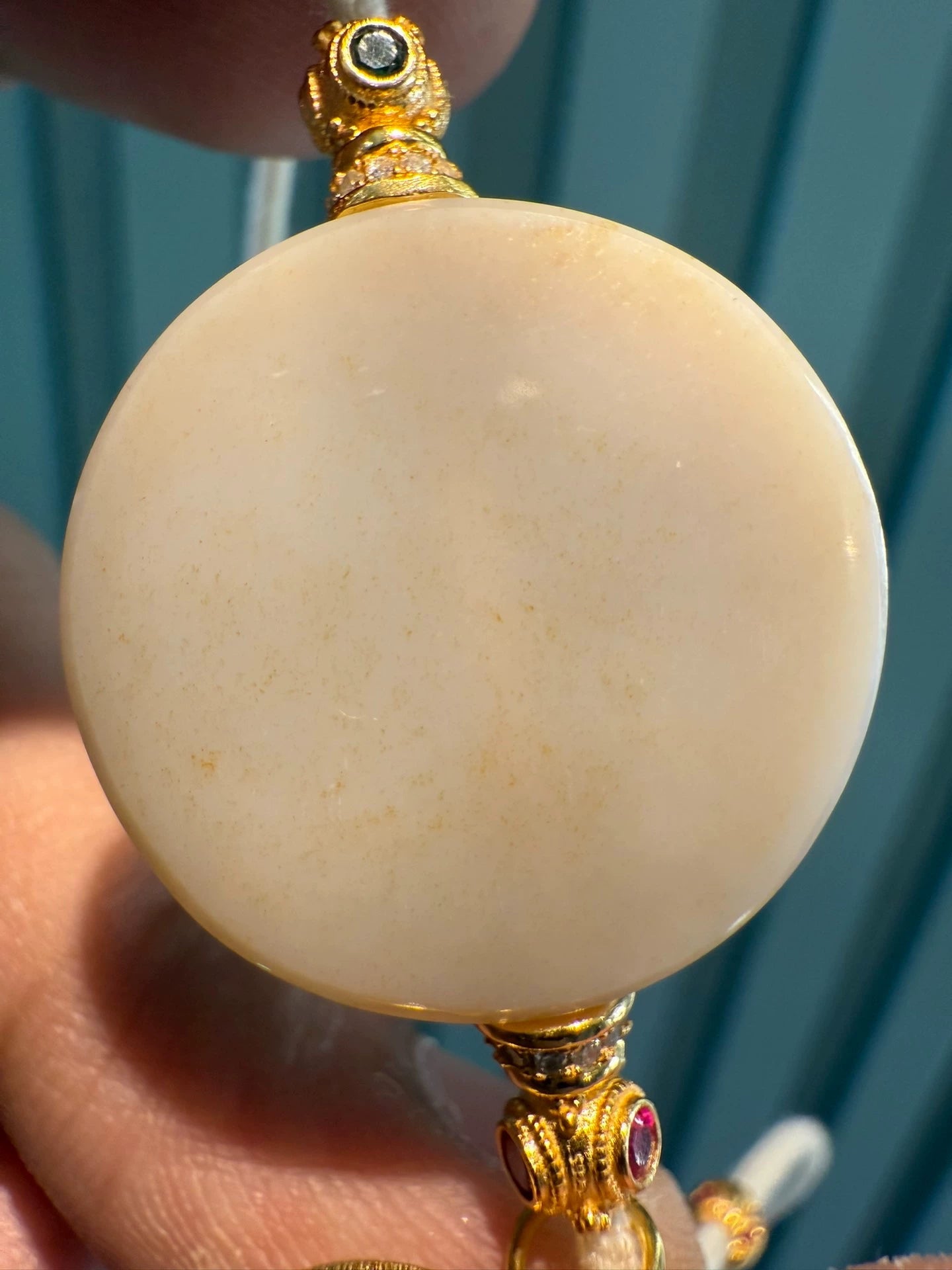 Tibetan Sheep Eye Plate Bead Necklace • Natural Cinnabar Inclusions Aoao Toys