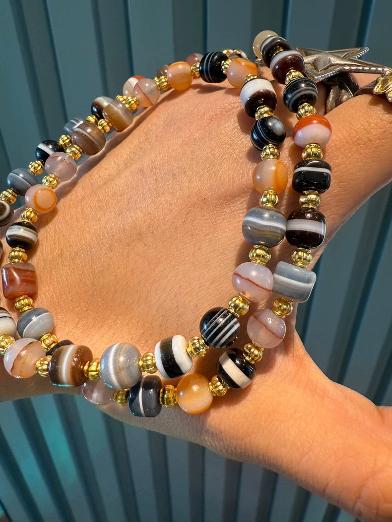 Vintage-Inspired Sardonyx Medicine Bead Necklace • Tibetan-Pyu Fusion Aoao Toys