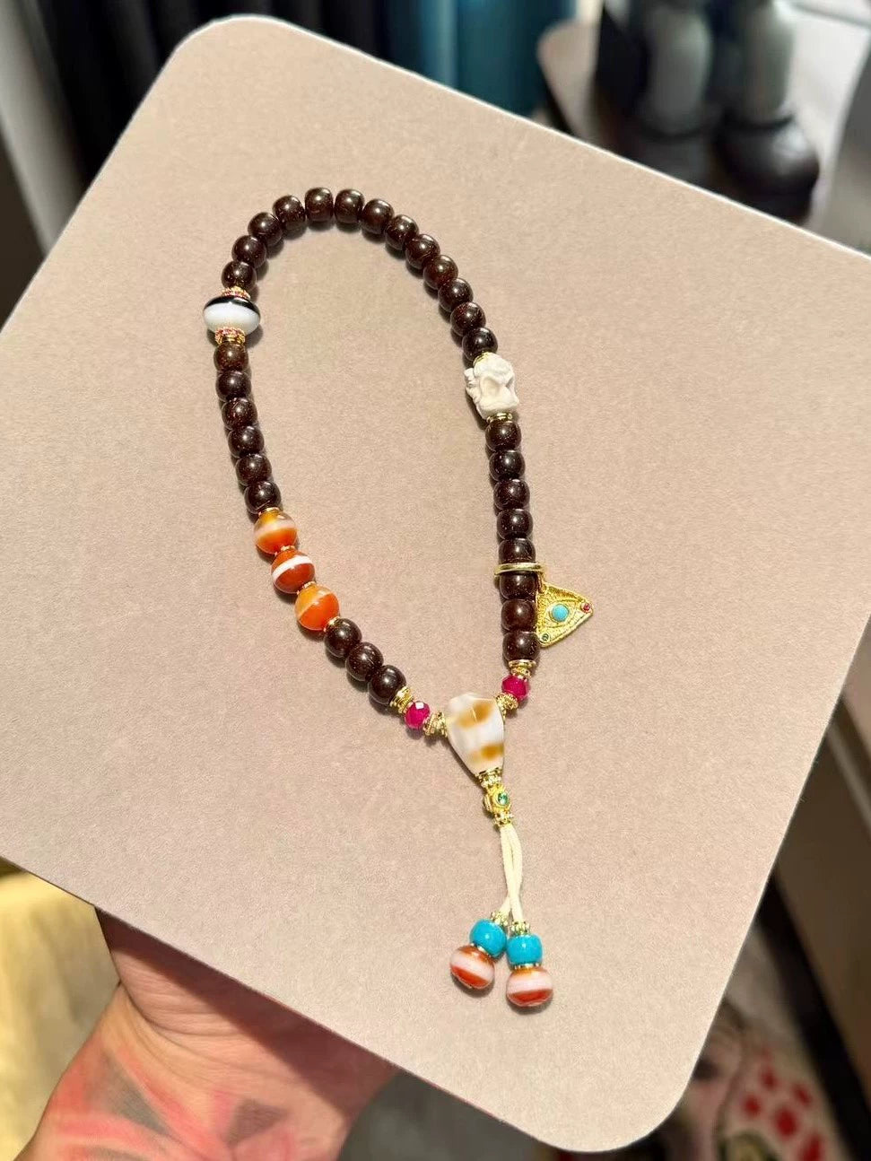 Tibetan-Style Coconut Ti Handstring • 0.28"–0.35" Old-Style Ecological Beads Aoao Toys