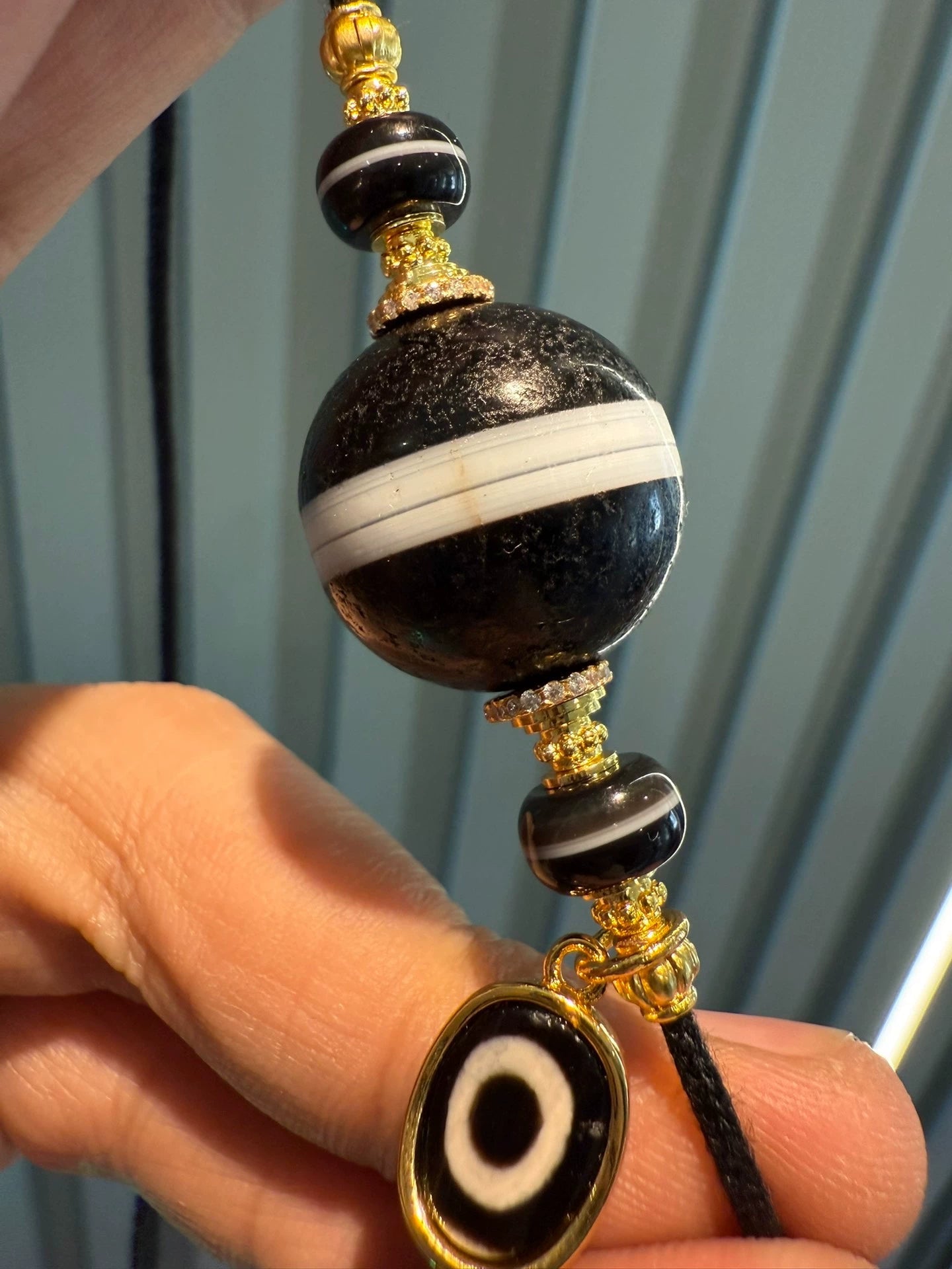 Tibetan Medicine Master Dzi Collarbone Necklace • Black-White Sardonyx & Ancient Pyu Bead Fusion Aoao Toys