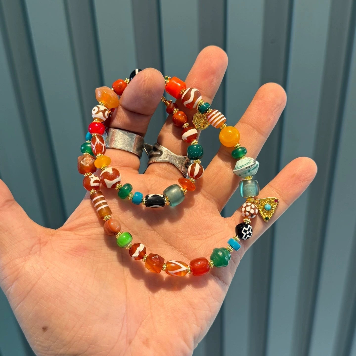 Multicolor Amber Multi-Treasure Handstring • Chinese Fengshui Design Aoao Toys