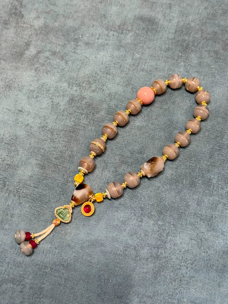 Tibetan Medicine Master Handstring • Natural Single-Line Sardonyx Aoao Toys