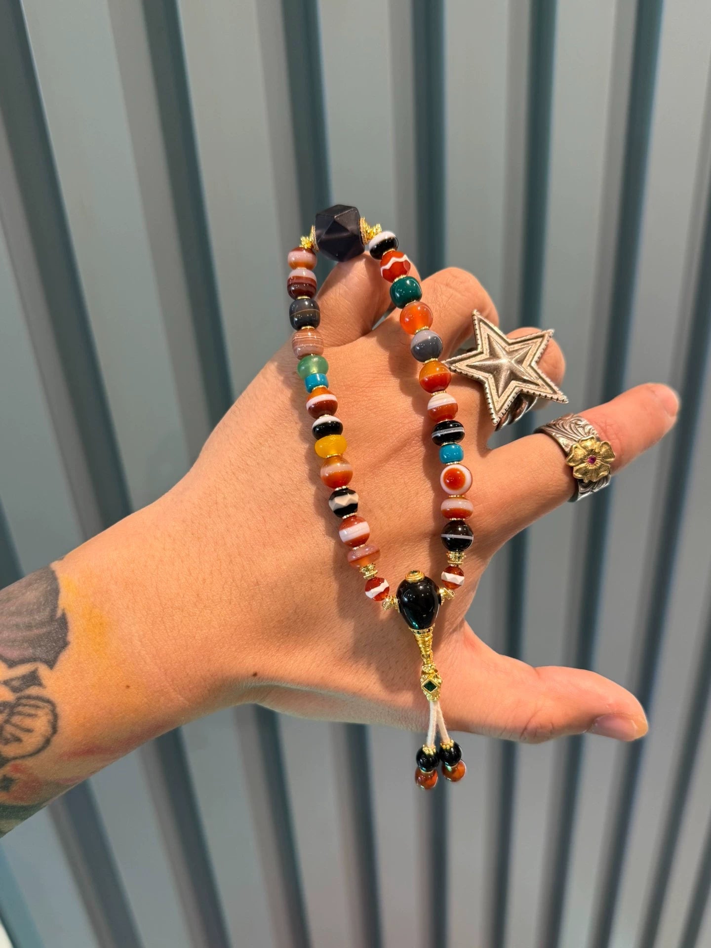 Multi-Treasure Agate Handstring • Tibetan Style Rainbow Design Aoao Toys