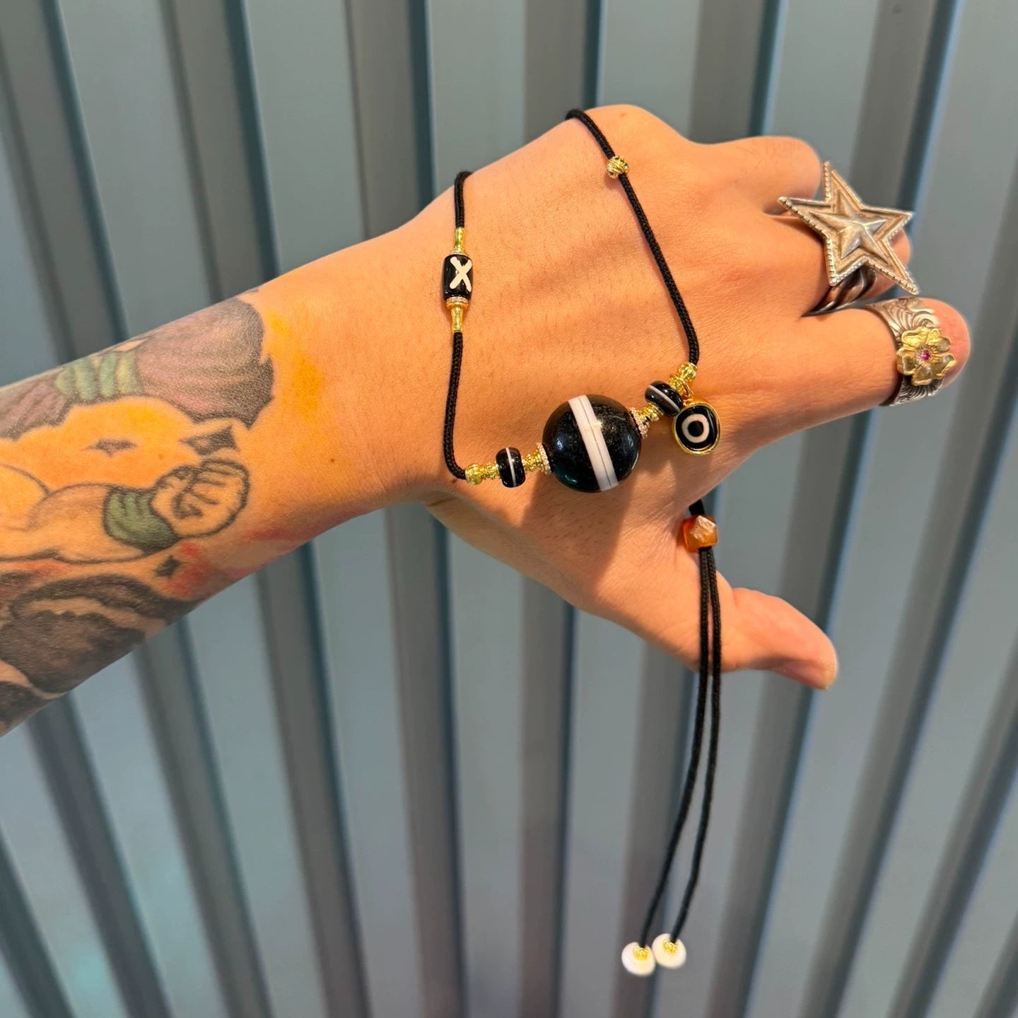 Tibetan Medicine Master Dzi Collarbone Necklace • Black-White Sardonyx & Ancient Pyu Bead Fusion Aoao Toys