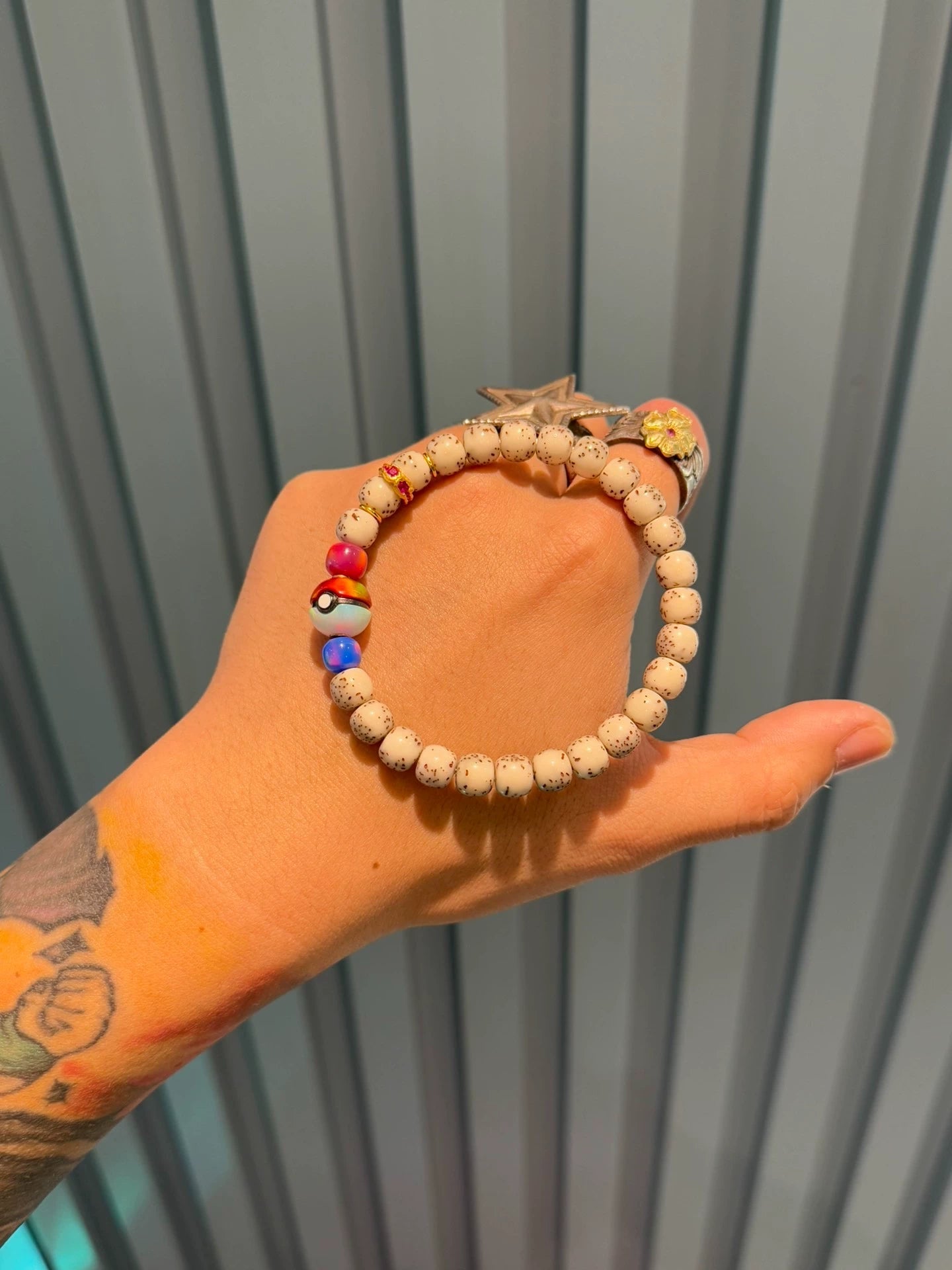 Star-Moon Bodhi Handstring • 0.31" Old-Style River Puffer Jade-Like Beads Aoao Toys
