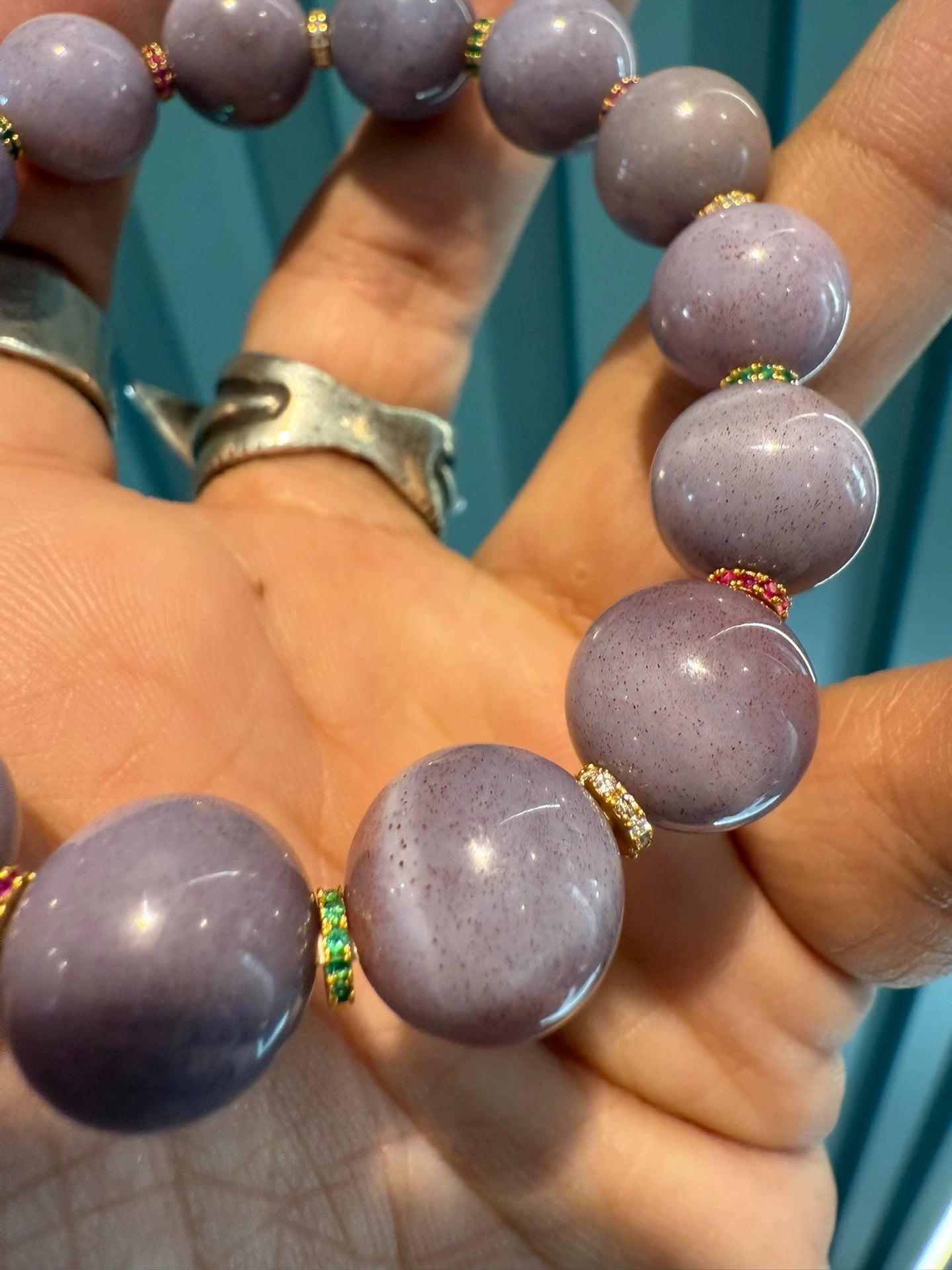Purple Waxy Agate Handstring • Tibetan Style with Full Cinnabar Aoao Toys