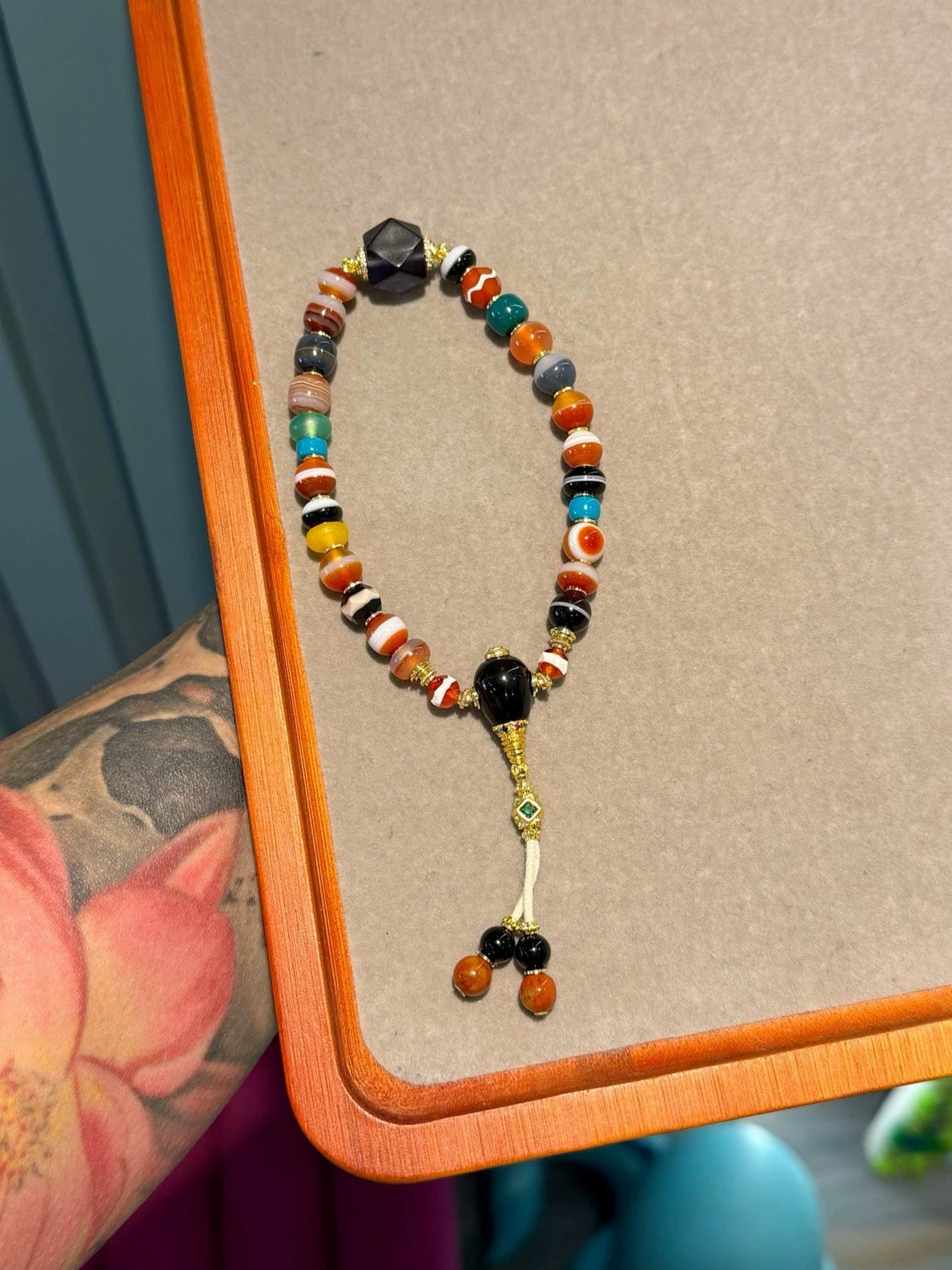 Multi-Treasure Agate Handstring • Tibetan Style Rainbow Design Aoao Toys
