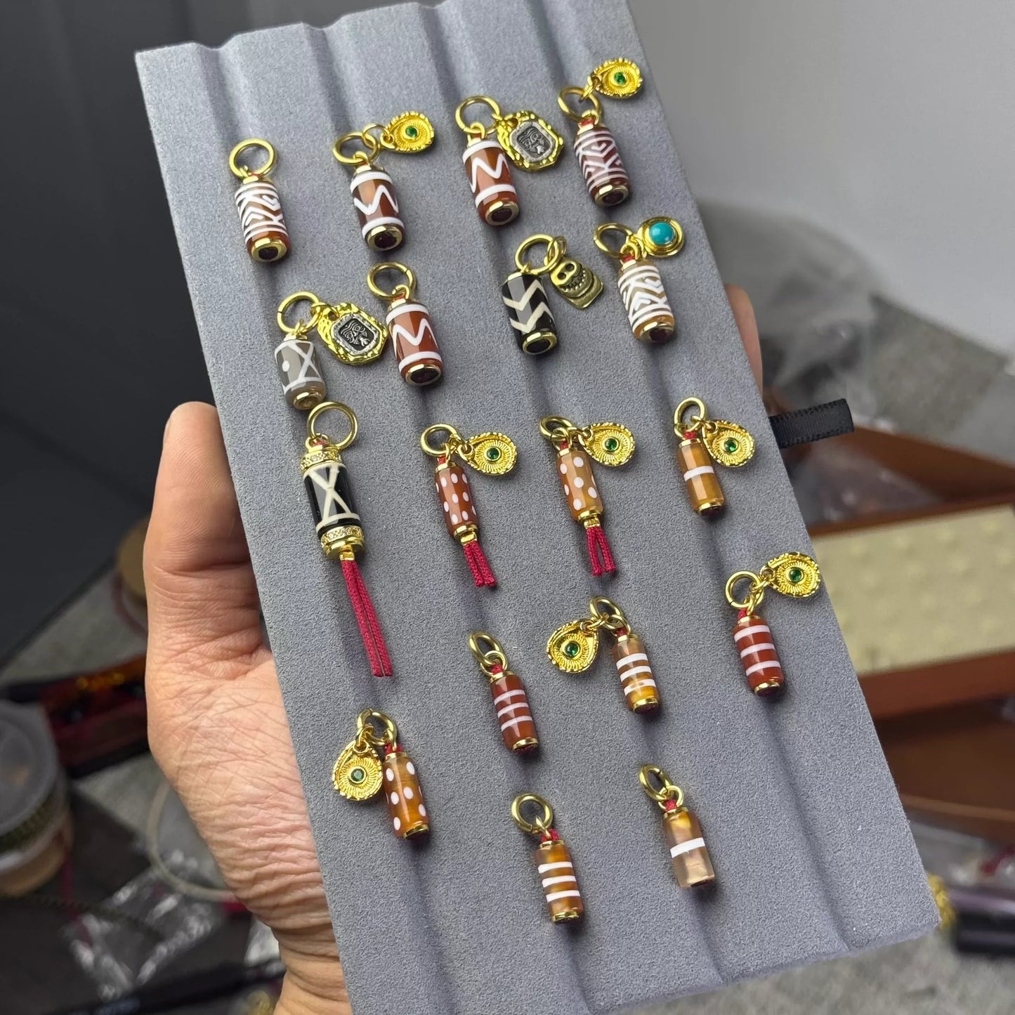 Western Asian Style Red Carnelian Thread Beads with Pyu Influence for Wenwan Accessories Aoao Toys