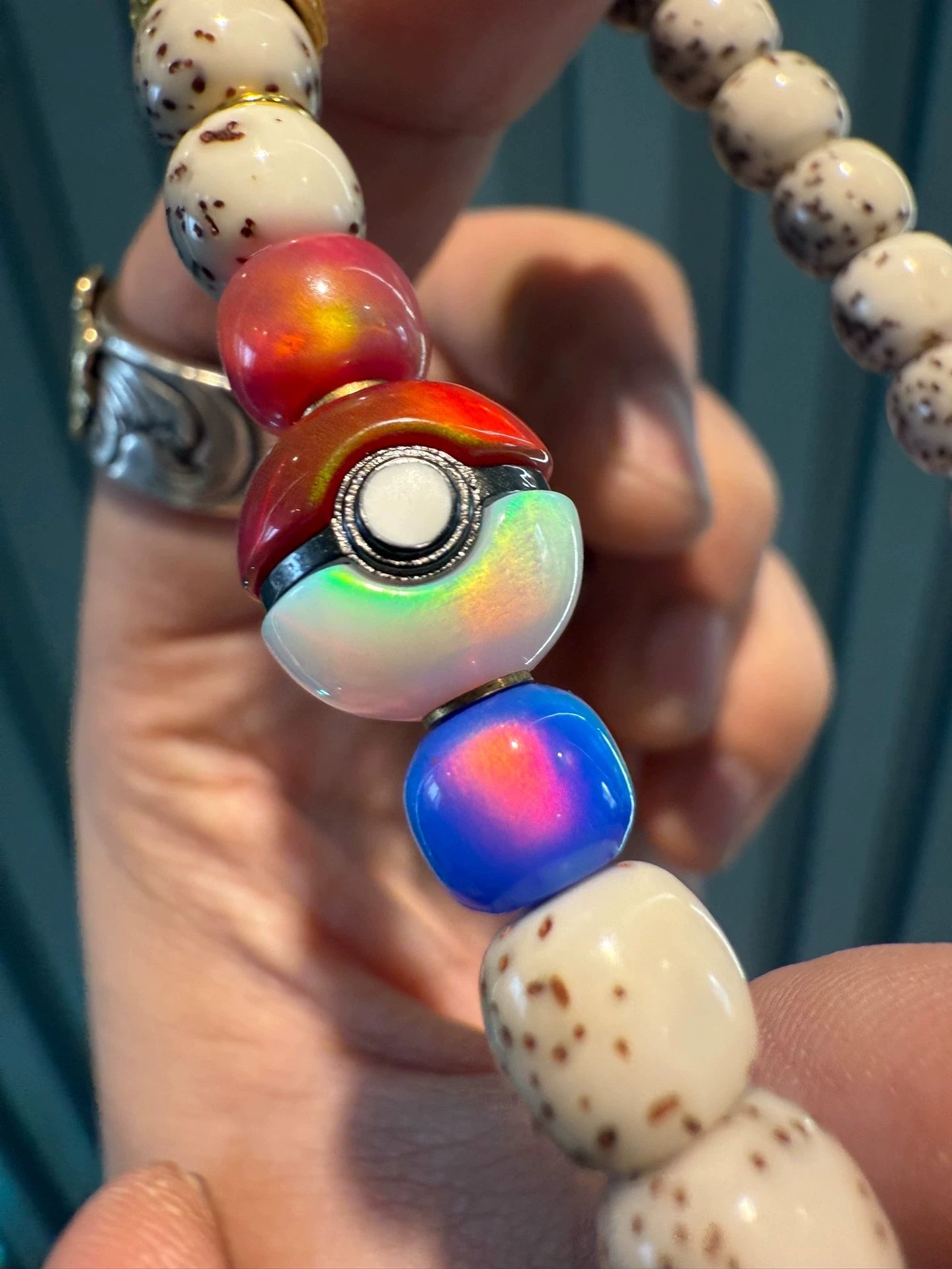 Star-Moon Bodhi Handstring • 0.31" Old-Style River Puffer Jade-Like Beads Aoao Toys