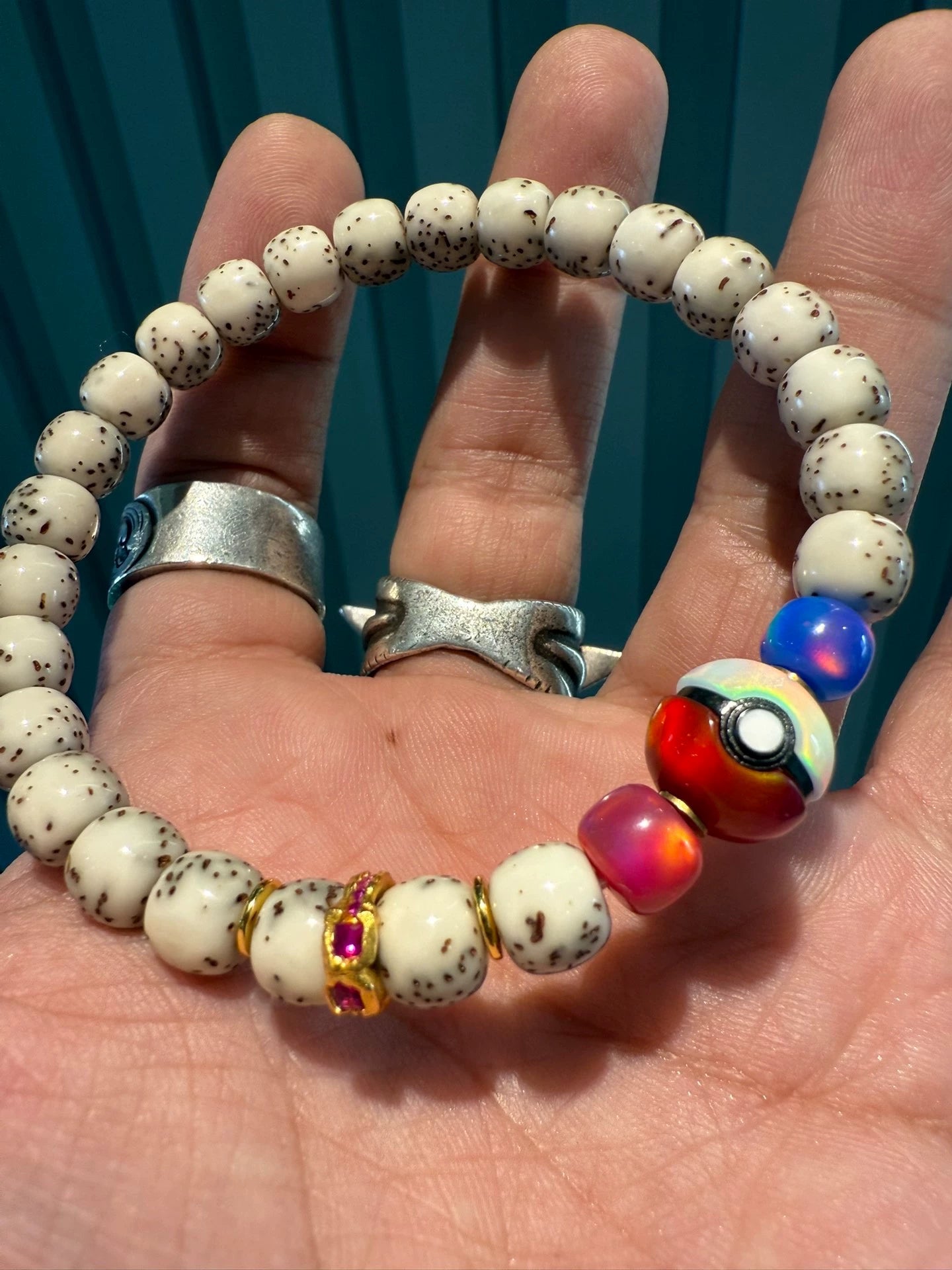 Star-Moon Bodhi Handstring • 0.31" Old-Style River Puffer Jade-Like Beads Aoao Toys