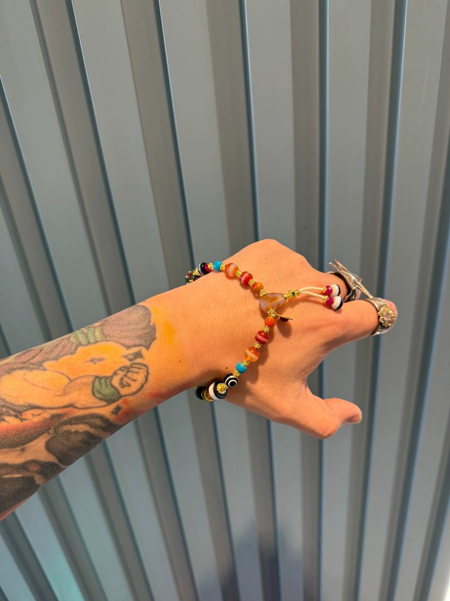 Tibetan Multi-Treasure Sardonyx Handstring • Rainbow Gradient Ancient Bead Fusion Aoao Toys