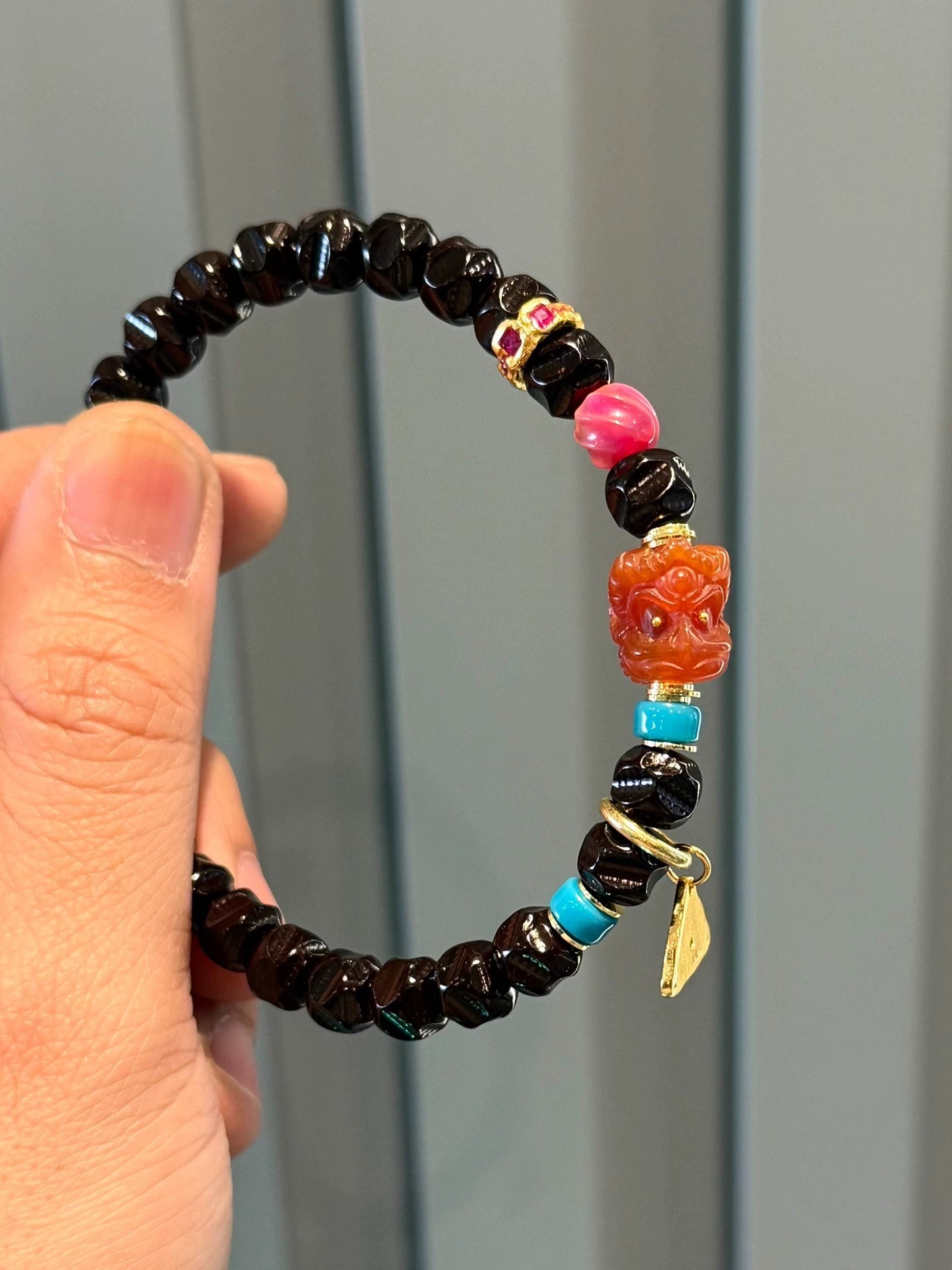 Green agate :Black and Gold Coconut Palm Kernel Beads Wuxiang Style Wenwan Set for Fingering and Display Aoao Toys