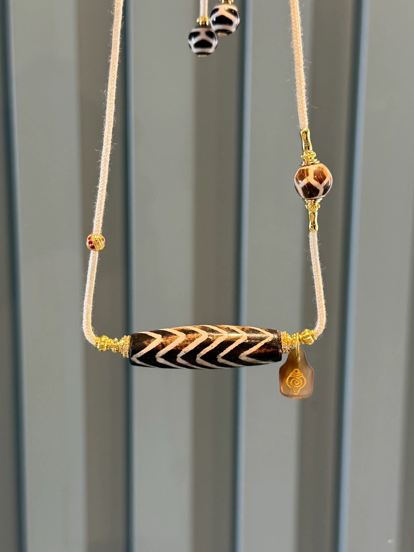 Petrified Wood & Bonti Bead Collarbone Necklace • Ancient Pyu & Tibetan Fusion Aoao Toys
