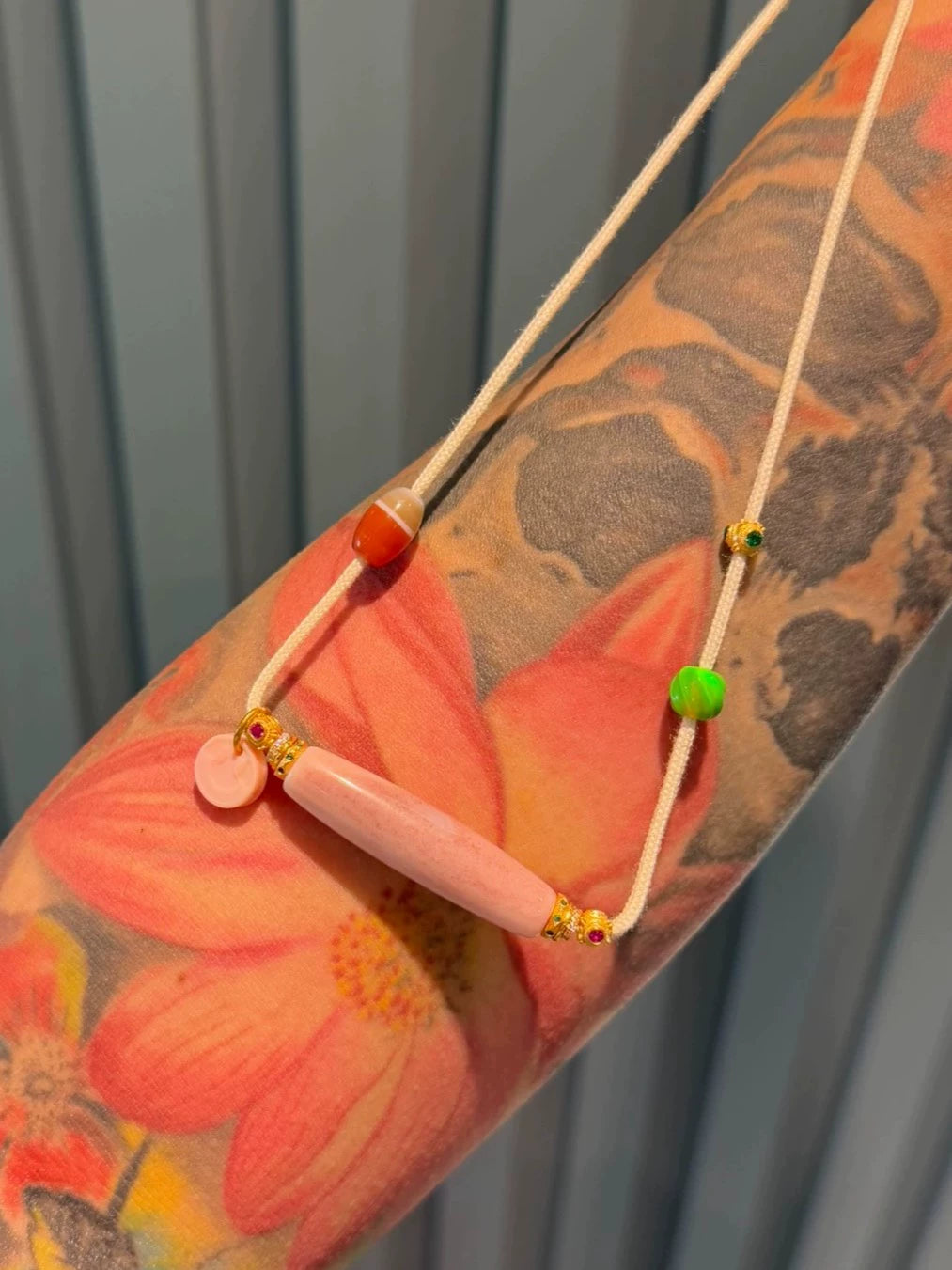 Pink Glutinous Cinnabar-Infused Carnelian Dzi Multi-Treasure Necklace Aoao Toys