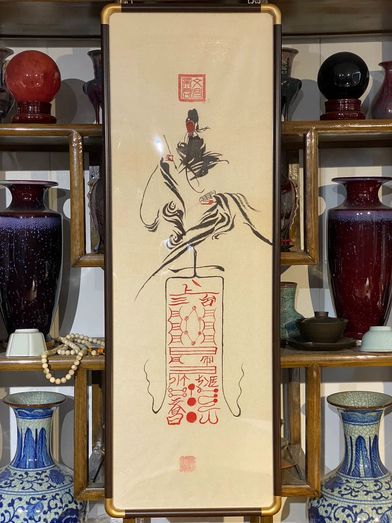 "Wenchang Dijun (God of Culture) Bai Miao Cloth Painting – Hand-Painted by Yuan Tan, Academic Blessing Art on Cotton-Linen Canvas" Aoao Toys