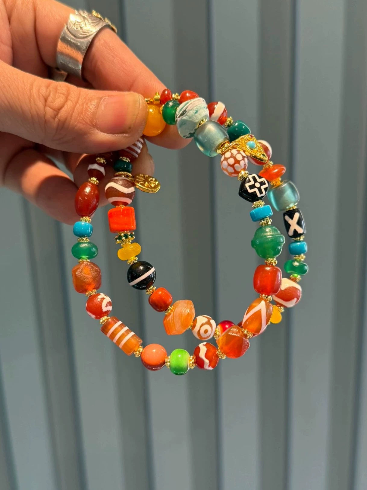 Multicolor Amber Multi-Treasure Handstring • Chinese Fengshui Design Aoao Toys