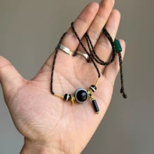 š Banded Agate Goat Eye Bead Necklace 16mm Round One-Line Medicine Buddha Bead ⢠Natural Banding ⢠Authentic Design Aoao Toys