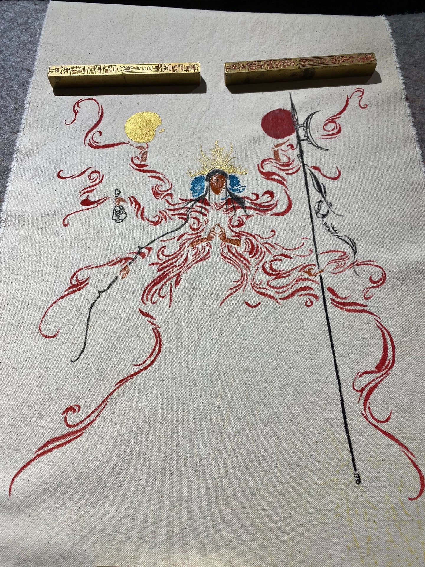 "Doumu Yuanjun Pacifies the World" (Annual Peace Blessing Scroll) – Hand-painted by Yuan Tan, Shangqing Sect Authentic Inheritance Aoao Toys