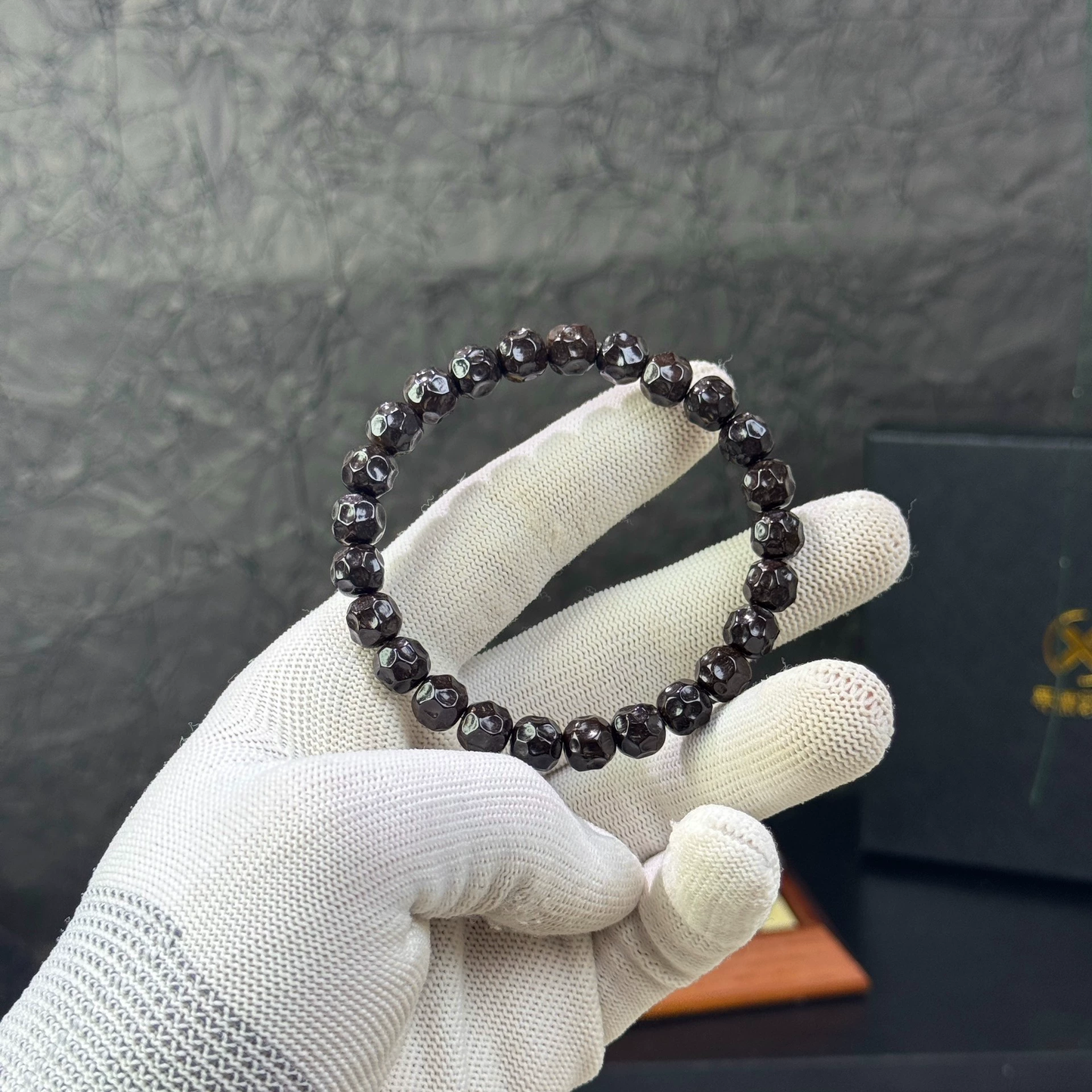 Handcrafted Natural Coconut Palm Wuxiang Bracelet with 9*8mm Random Carved Beads & Gold-plated Accents Aoao Toys