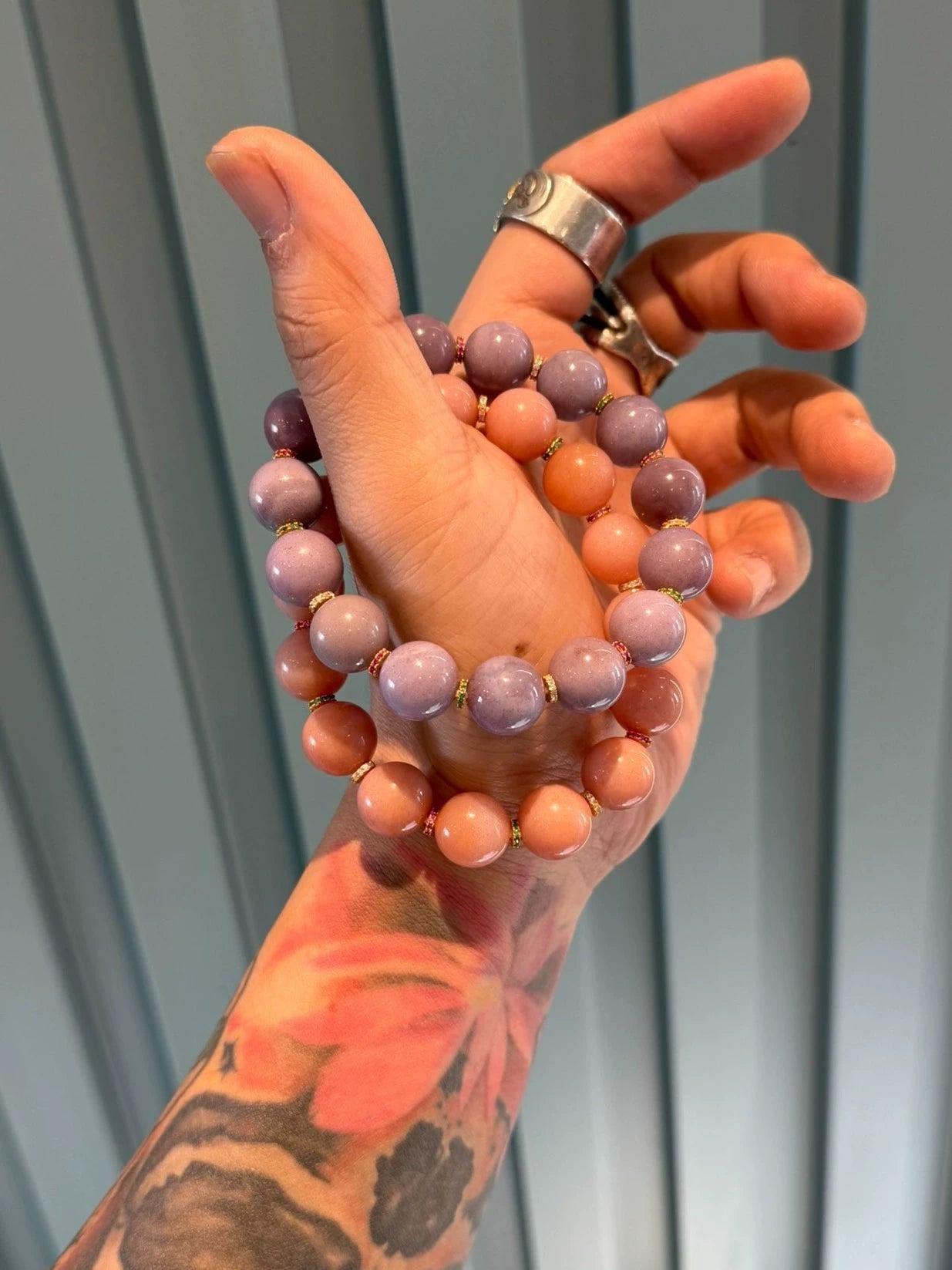 Purple Waxy Agate Handstring • Tibetan Style with Full Cinnabar Aoao Toys