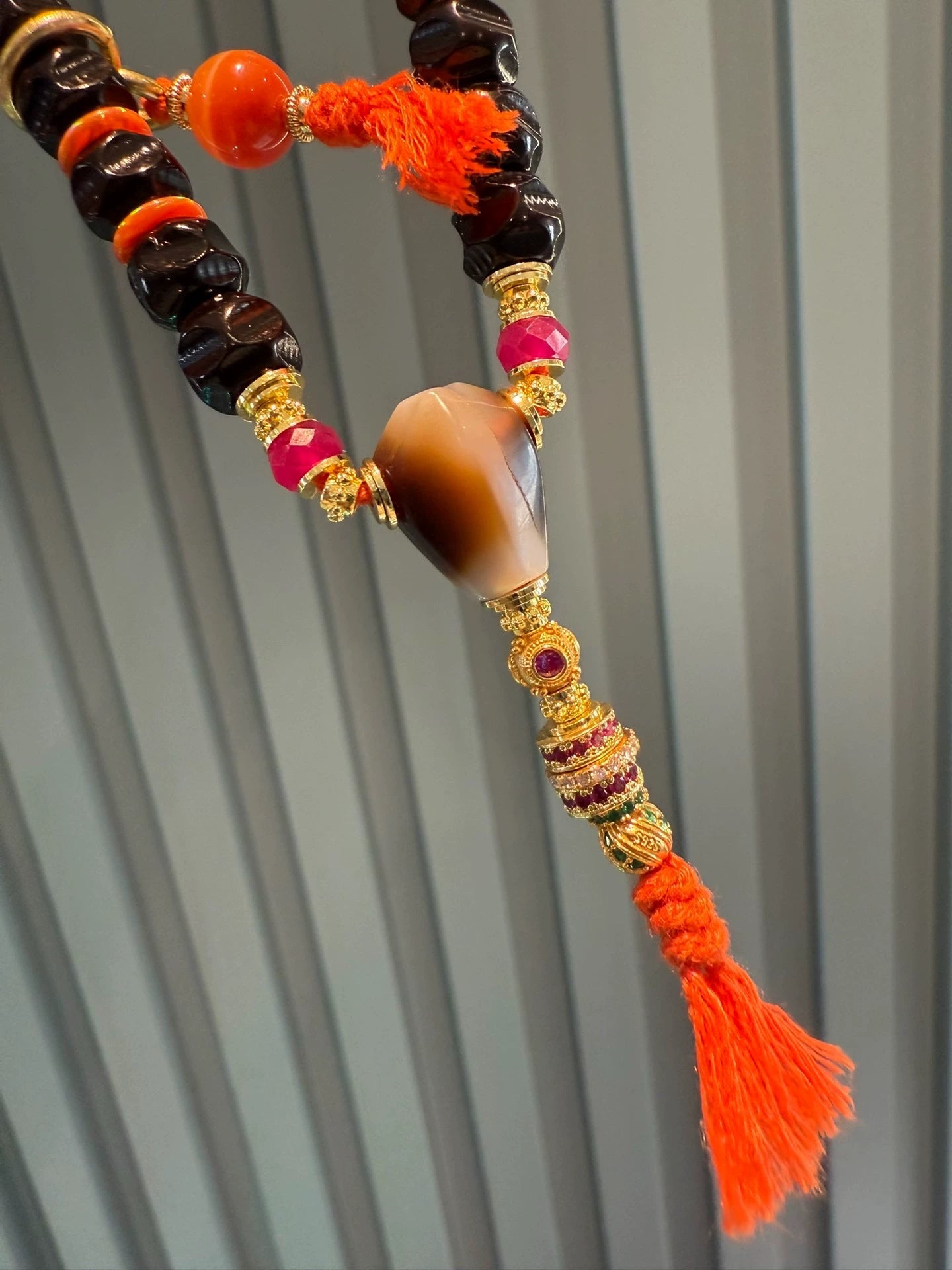 Water lucky color:Premium One-Line Agate & Black Gold Coconuts Dzi Bead Bracelet, Tibetan Style Aoao Toys