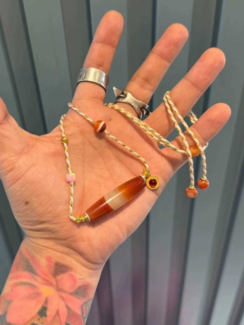 Rare Red One-Line Medicine Master Agate Necklace • Cross-Civilization Fusion Aoao Toys