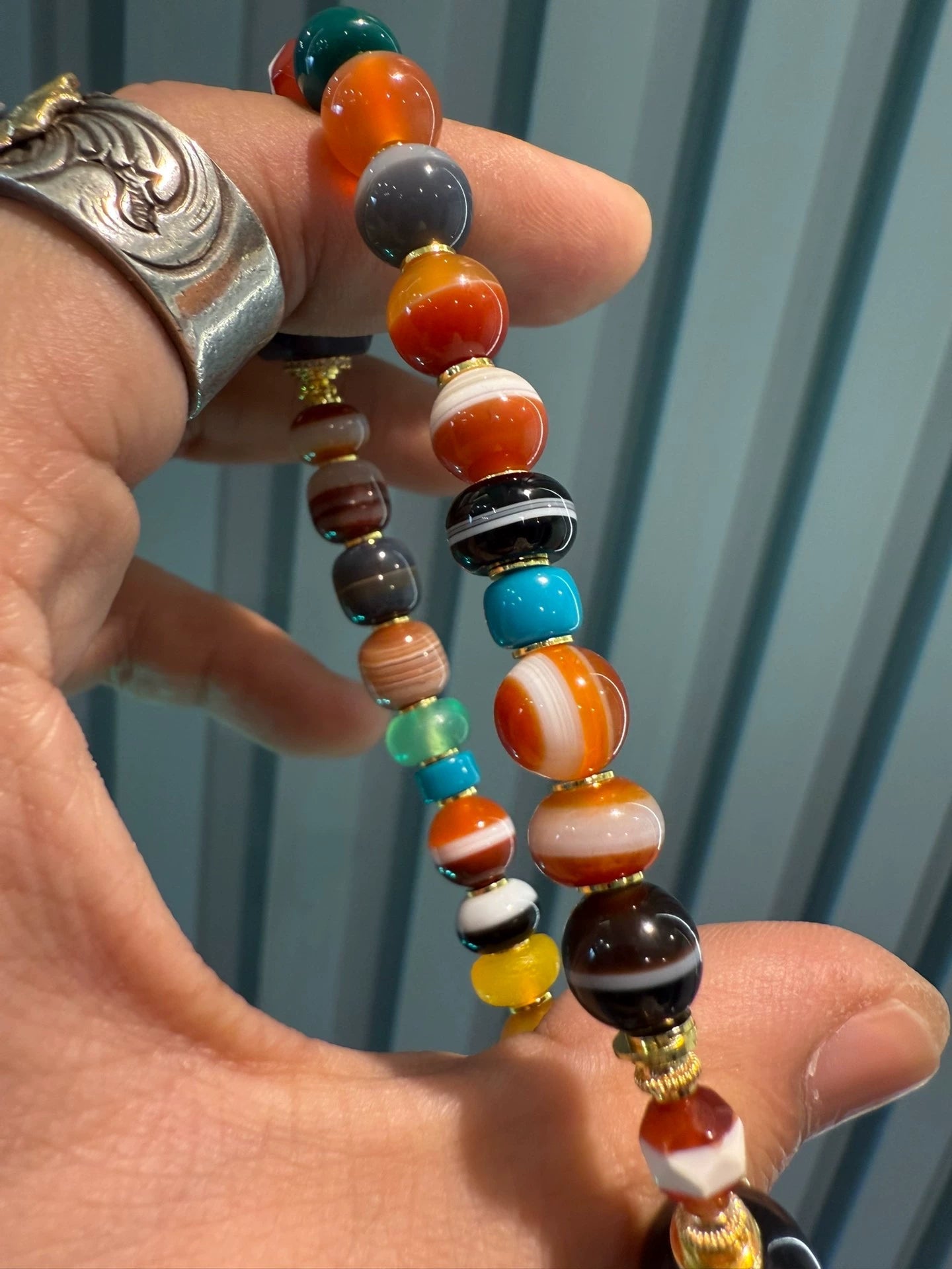 Multi-Treasure Agate Handstring • Tibetan Style Rainbow Design Aoao Toys