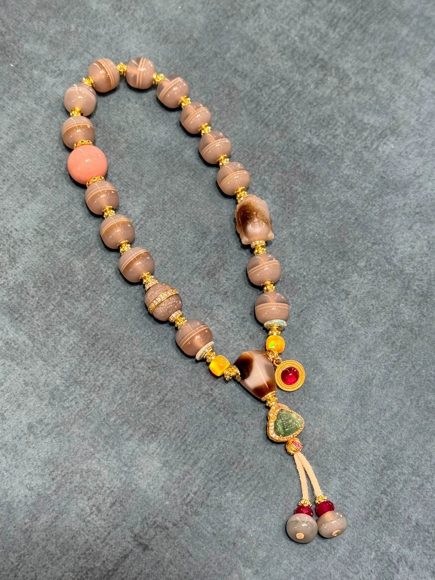 Tibetan Medicine Master Handstring • Natural Single-Line Sardonyx Aoao Toys