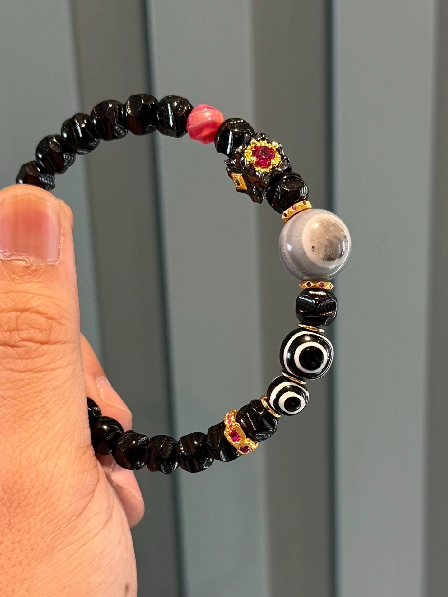 Ultra-Rare Blue-Immersed Lava Agate Handstring • Tibetan Wu Xiang Fusion Aoao Toys
