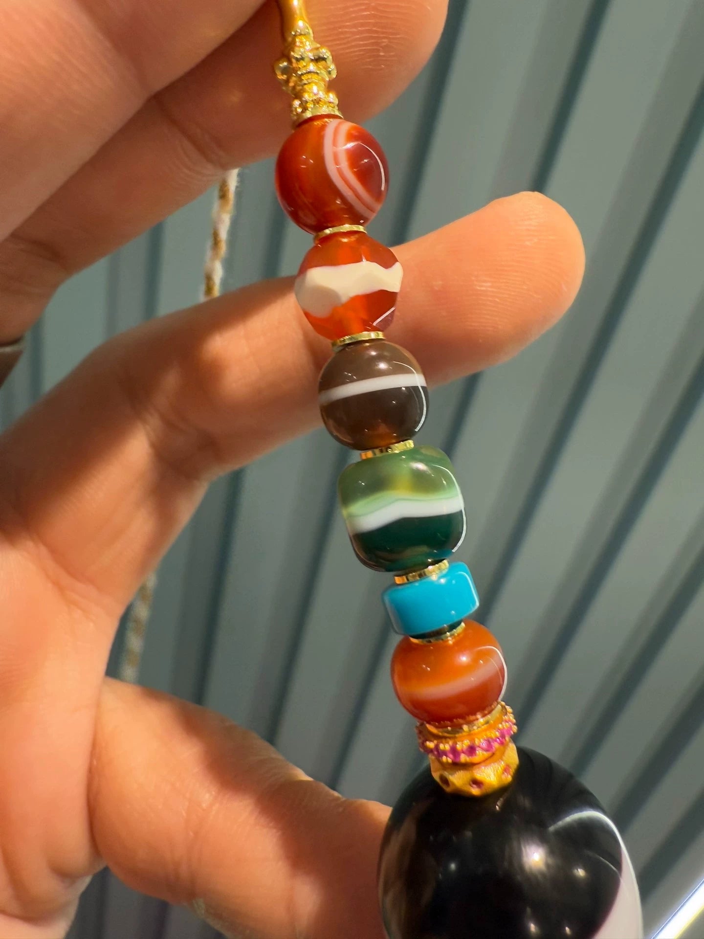Rare 18mm Wide-Line Medicine Master Agate Necklace • 3-Civilization Fusion Aoao Toys