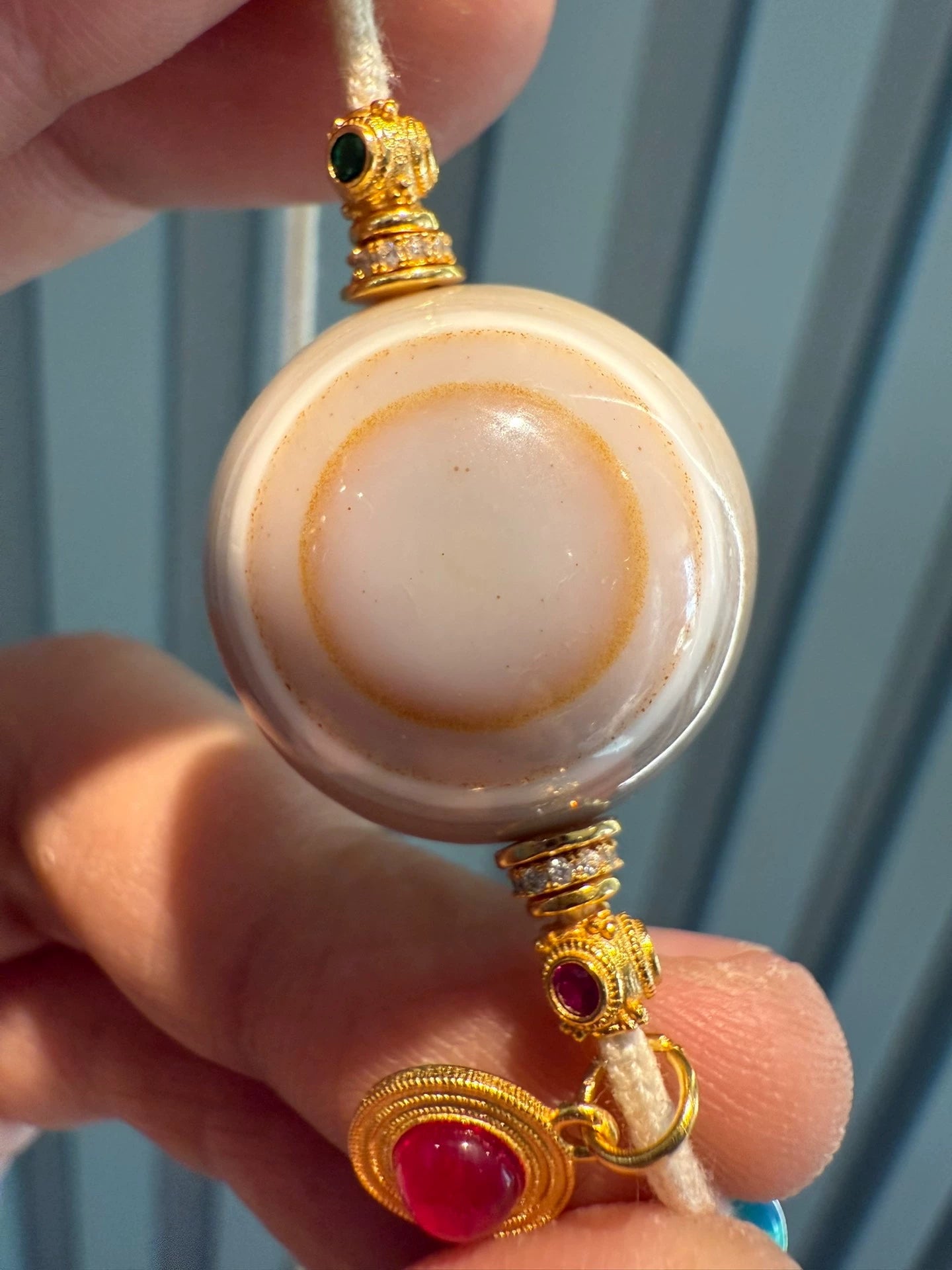 Tibetan Sheep Eye Plate Bead Necklace • Natural Cinnabar Inclusions Aoao Toys