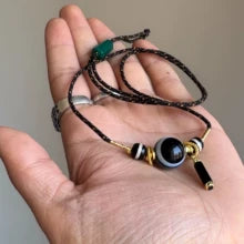 š Banded Agate Goat Eye Bead Necklace 16mm Round One-Line Medicine Buddha Bead ⢠Natural Banding ⢠Authentic Design Aoao Toys