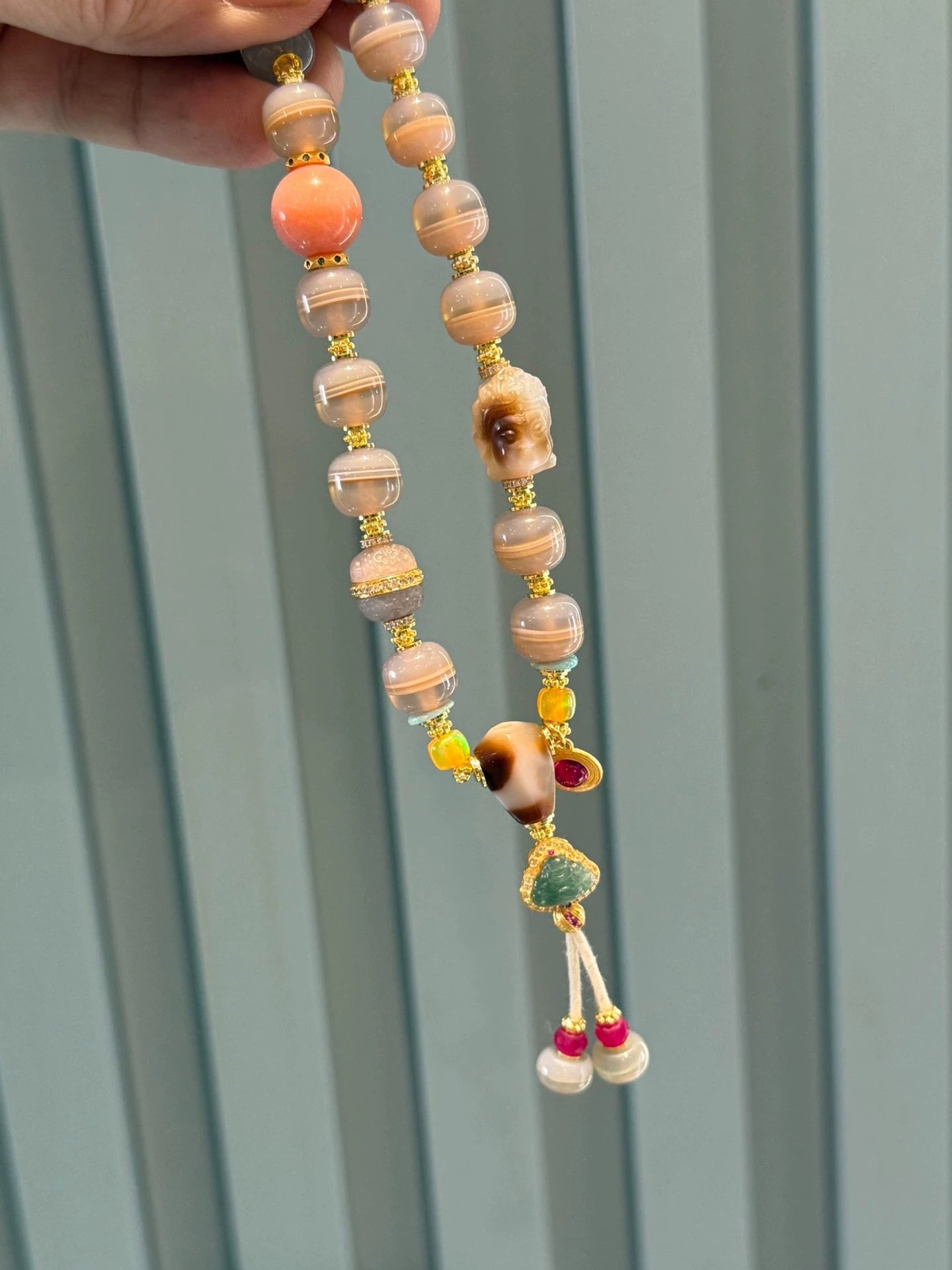 Tibetan Medicine Master Handstring • Natural Single-Line Sardonyx Aoao Toys