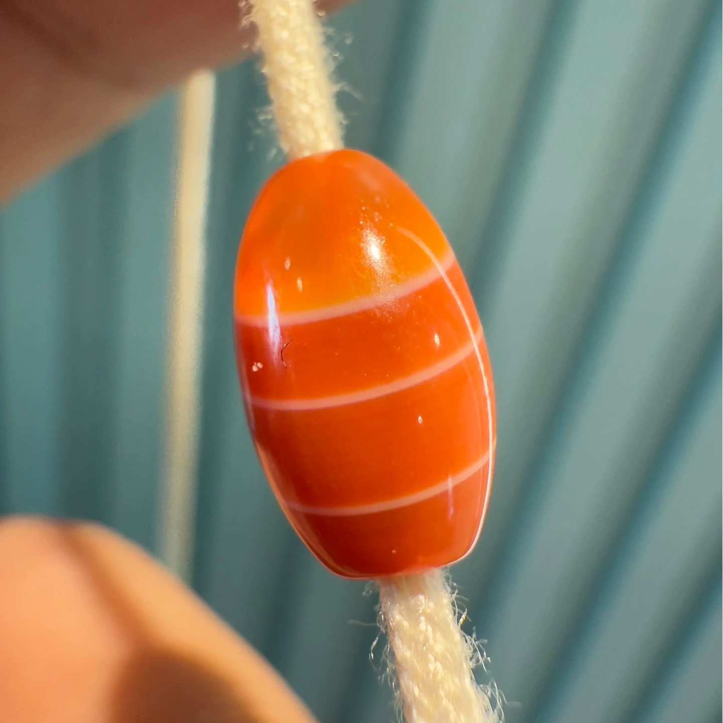West Asian Ancient Bead Necklace • Salmon Tone Silk-Wrapped Agate Clavicle Chain Aoao Toys
