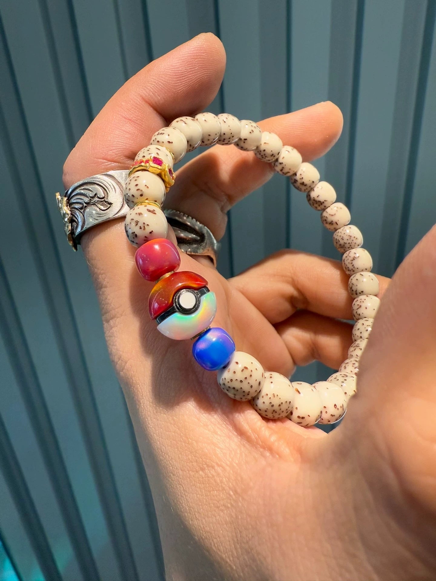 Star-Moon Bodhi Handstring • 0.31" Old-Style River Puffer Jade-Like Beads Aoao Toys